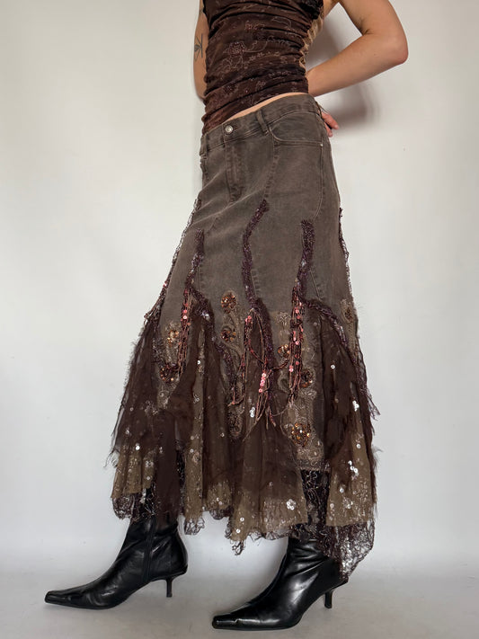 Vintage Boho Embellished Maxi Skirt – Twinkling Global