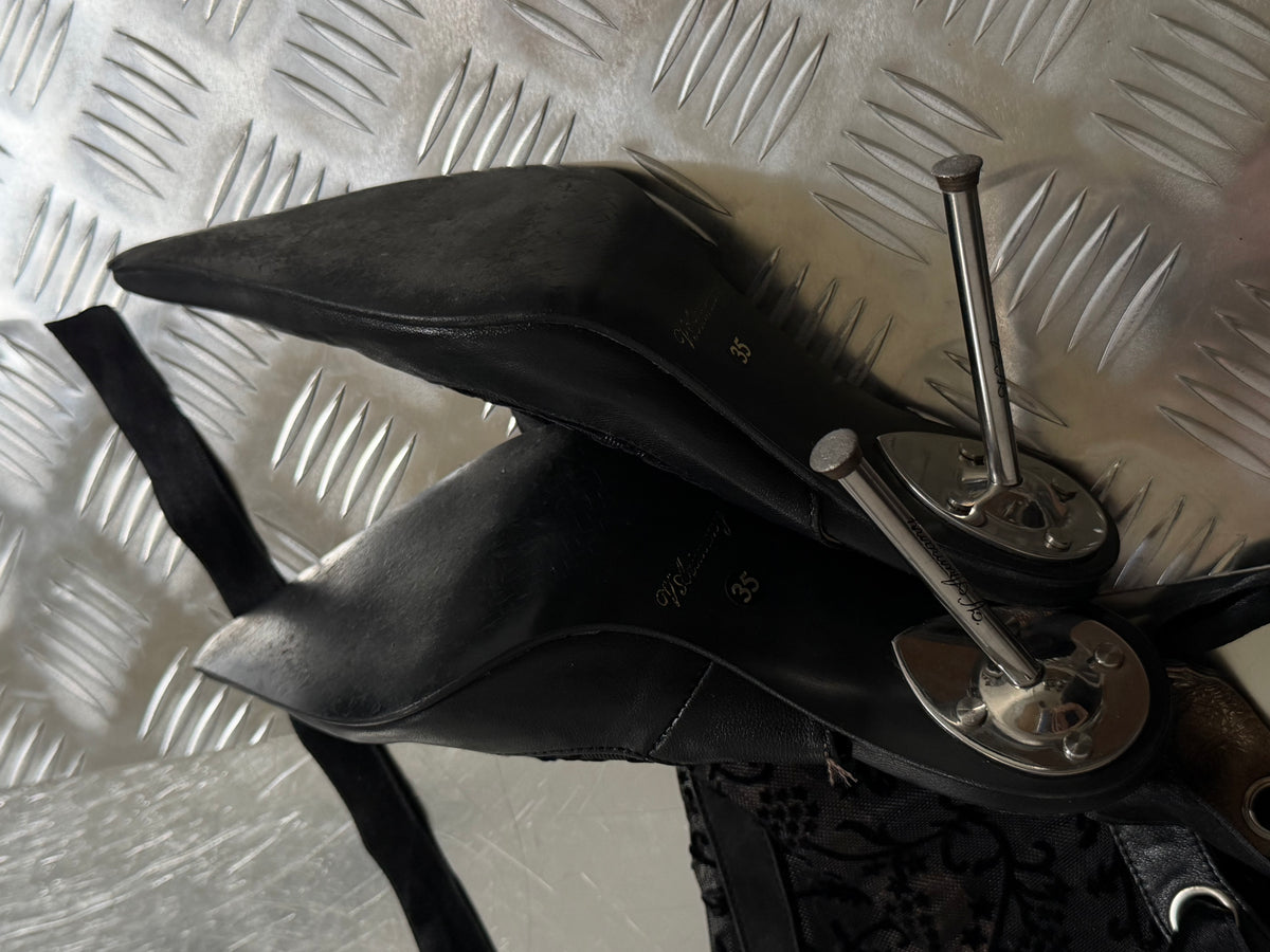 Vintage gothic lace-up slingback heels with metal heel TWINKLING GLOBAL