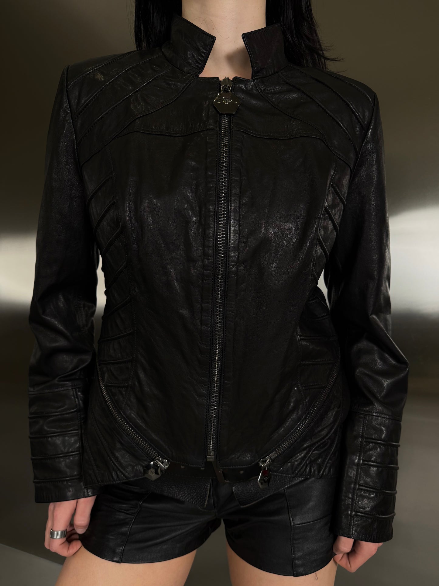 Philipp Plein archive leather jacket TWINKLING GLOBAL