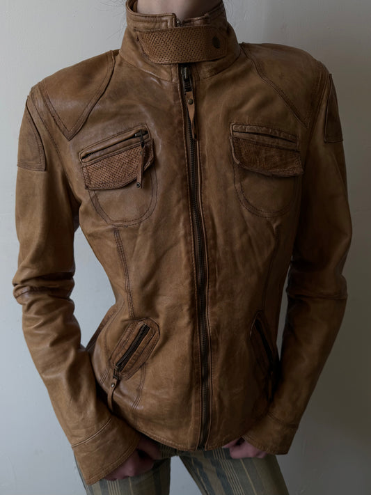 Vintage fitted leather jacket