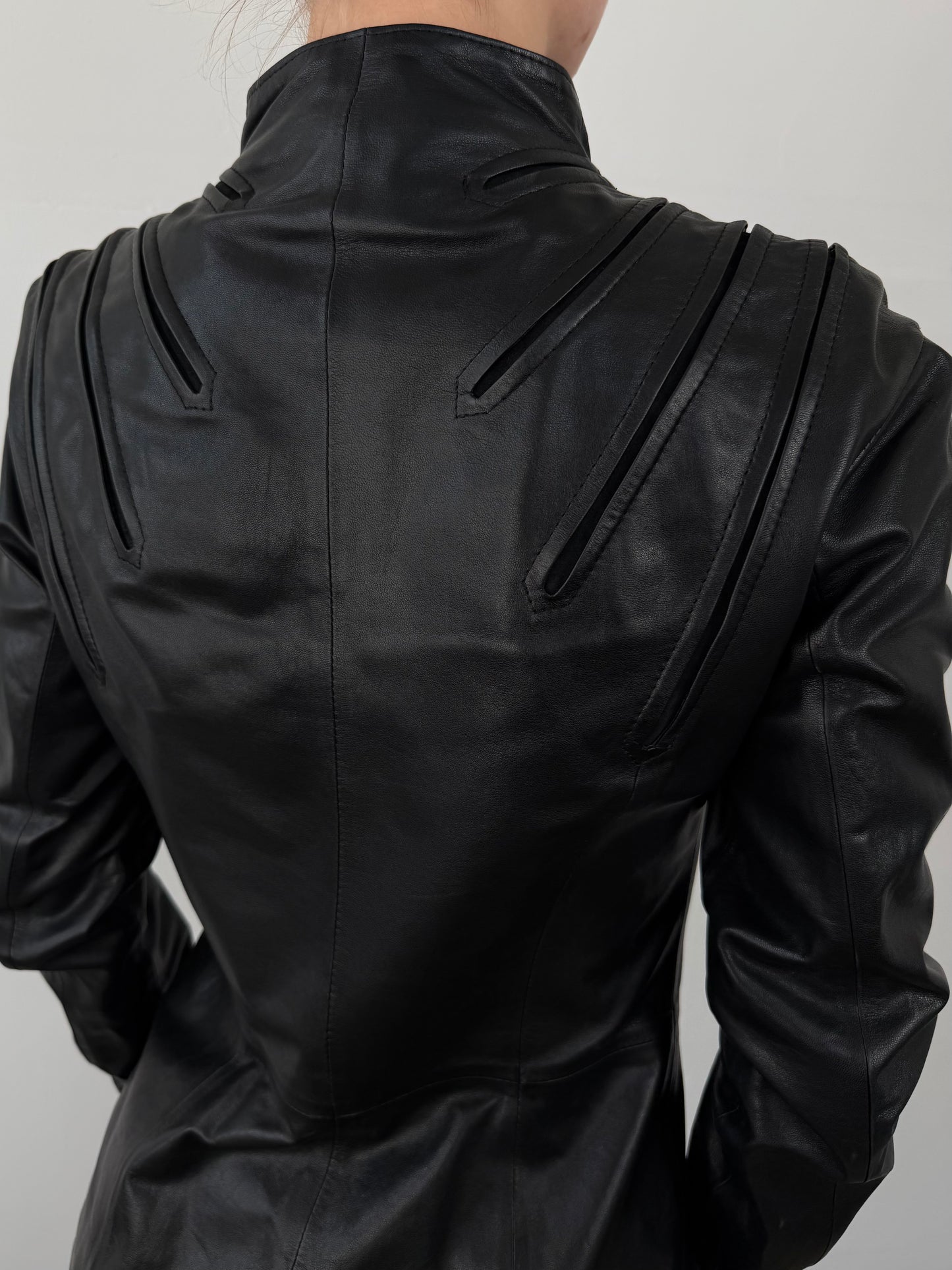 Vintage fitted leather jacket TWINKLING GLOBAL