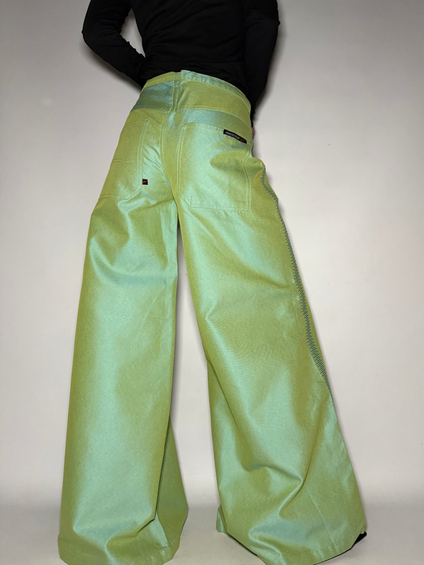 Light Green Denim Wide-Leg Pants Twinkling Global