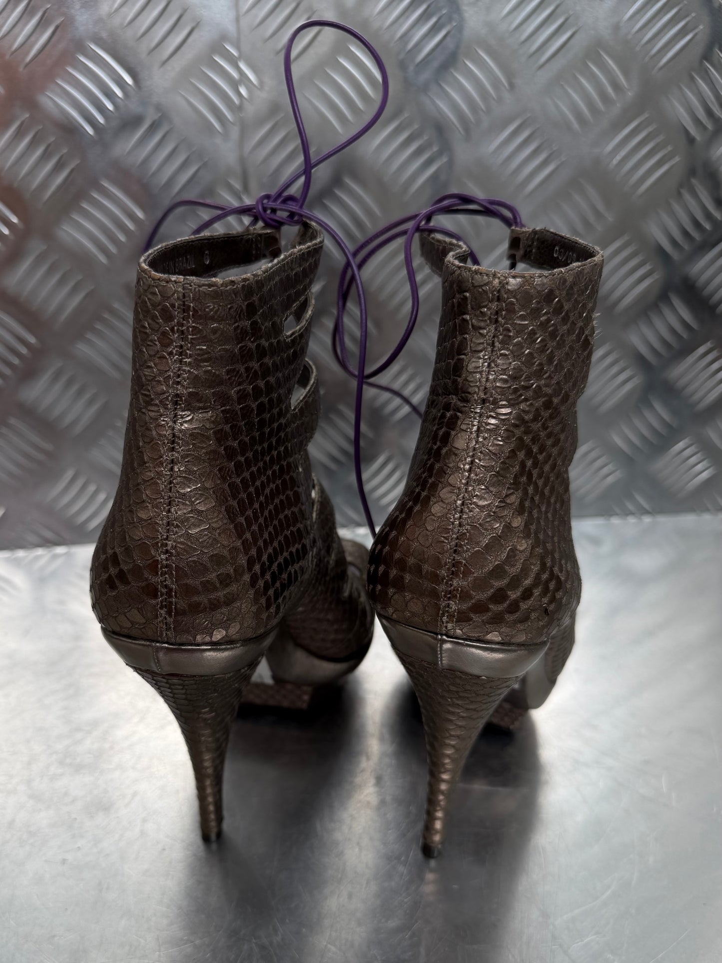 Vintage leather lace-up heels by Faith TWINKLING GLOBAL