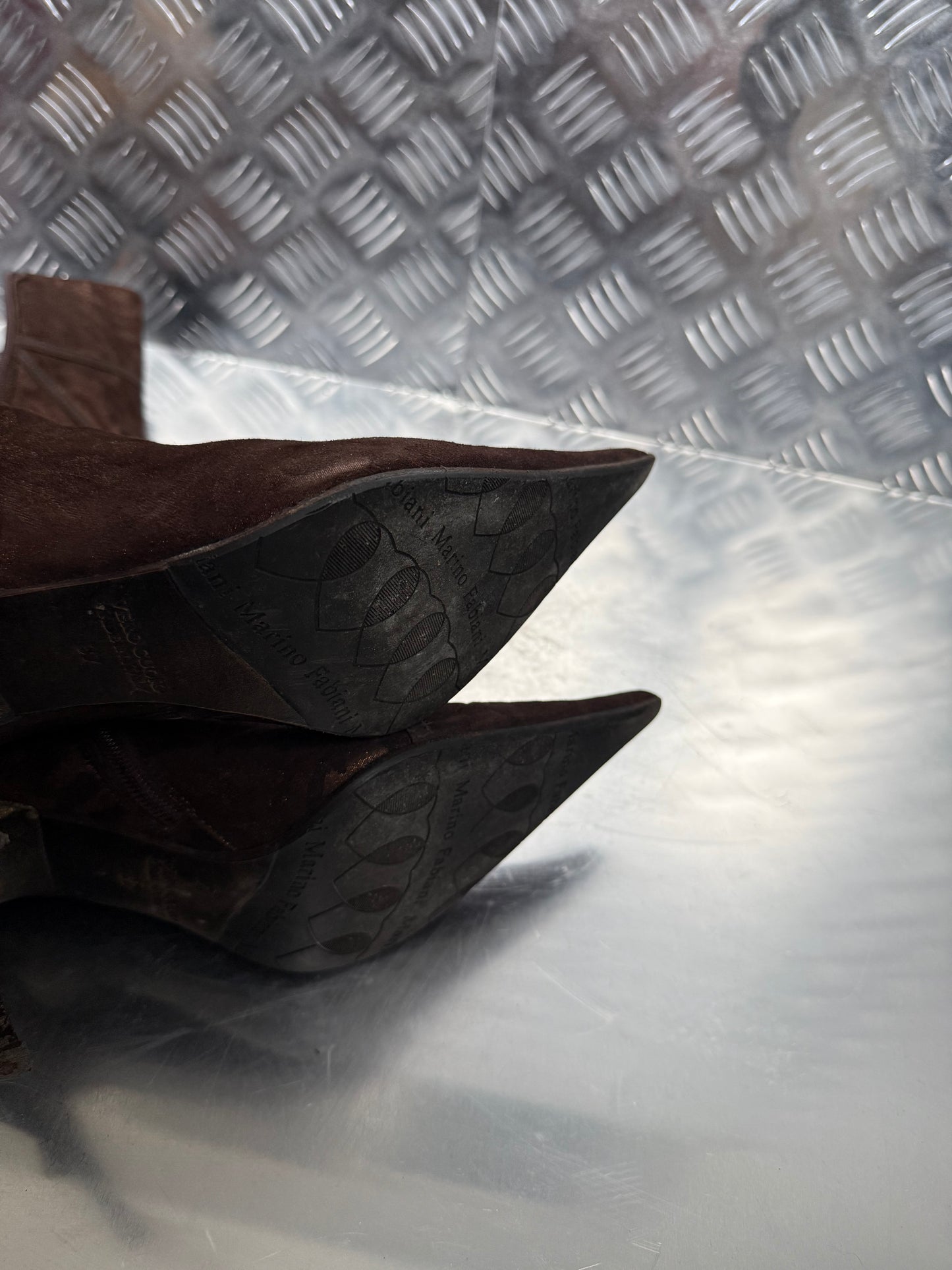Italian Brown Suede Heeled Boots TWINKLING GLOBAL