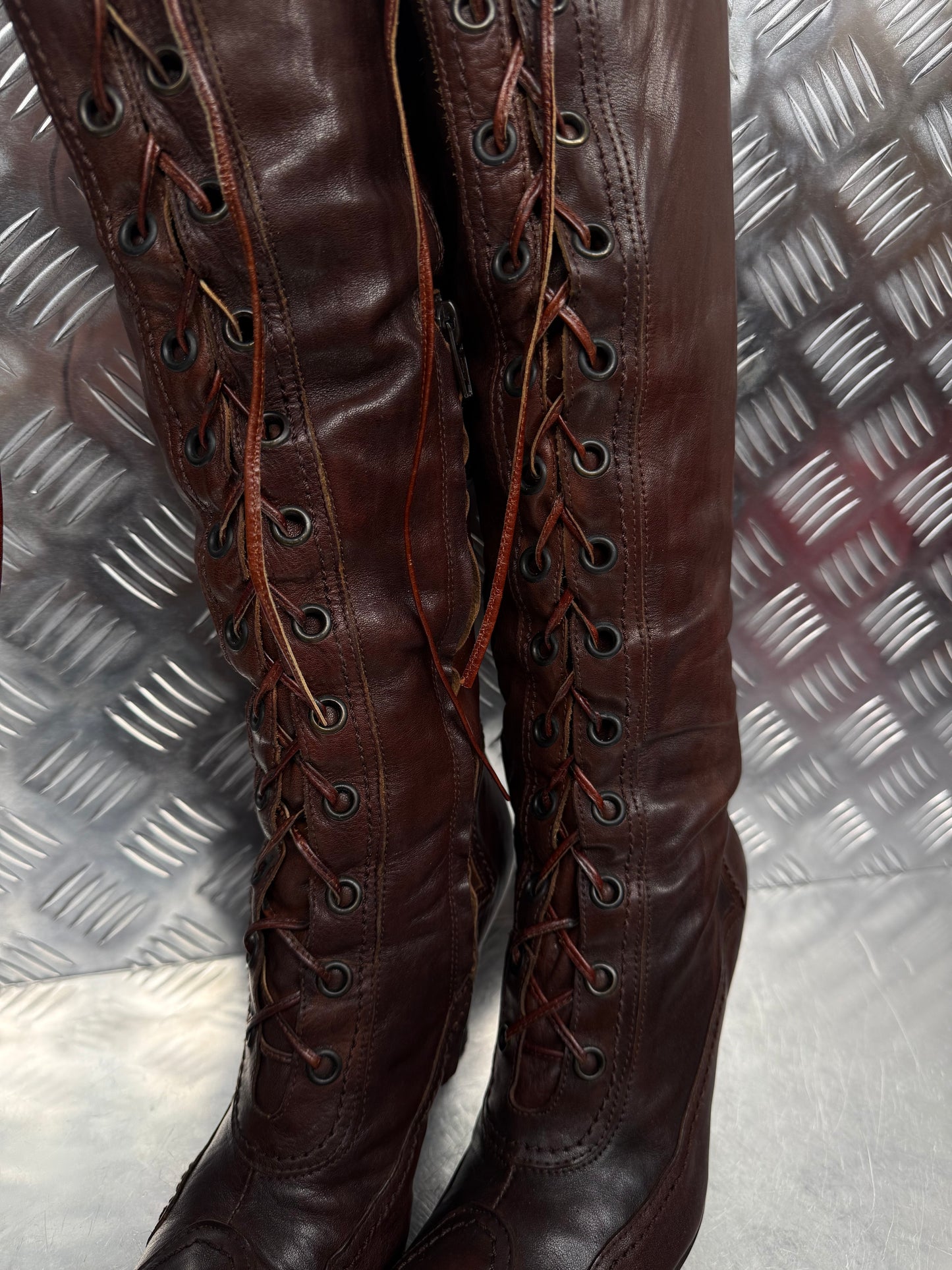 Vintage lace-up leather boots TWINKLING GLOBAL
