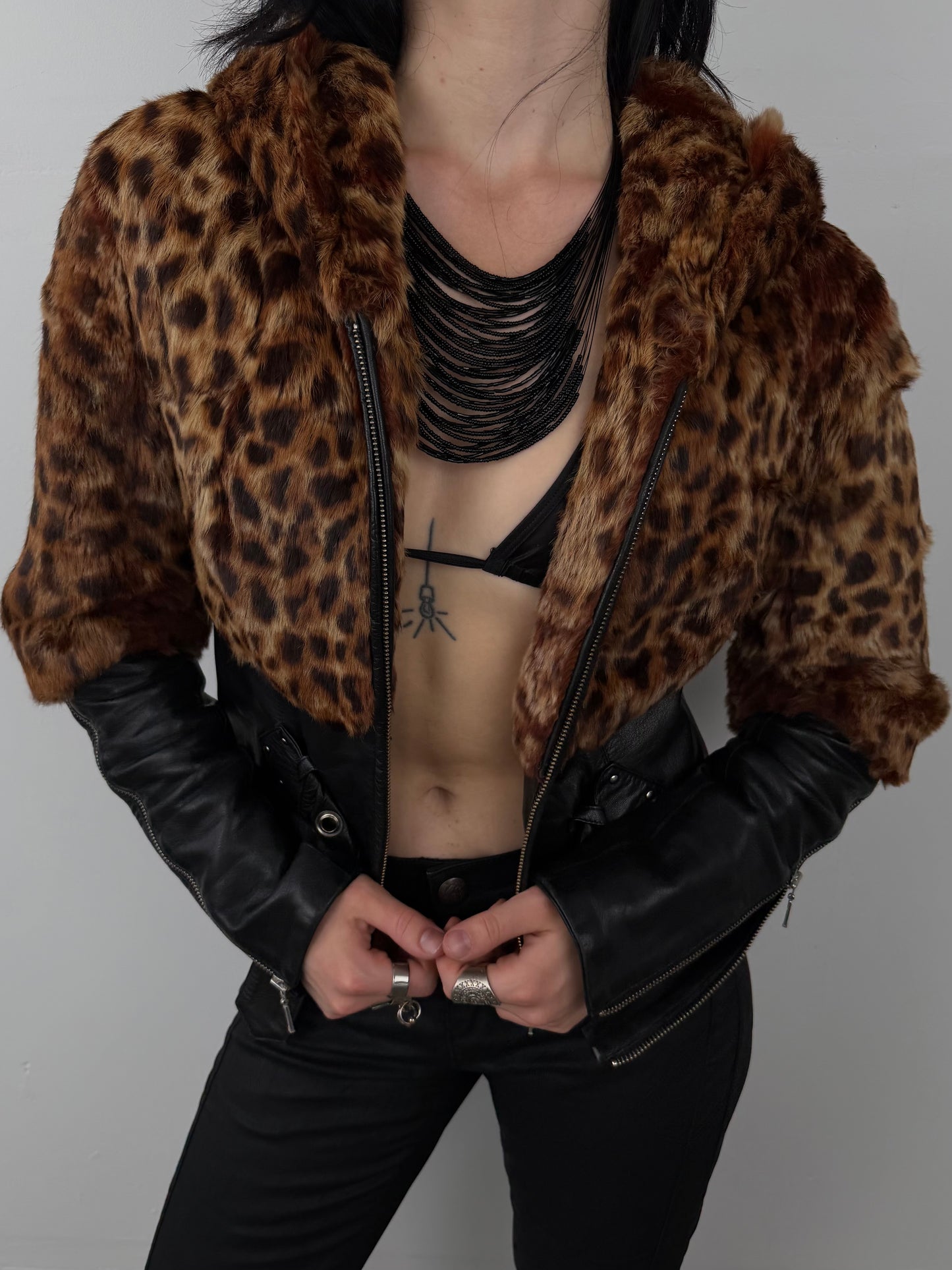 Vintage leopard leather jacket TWINKLING GLOBAL