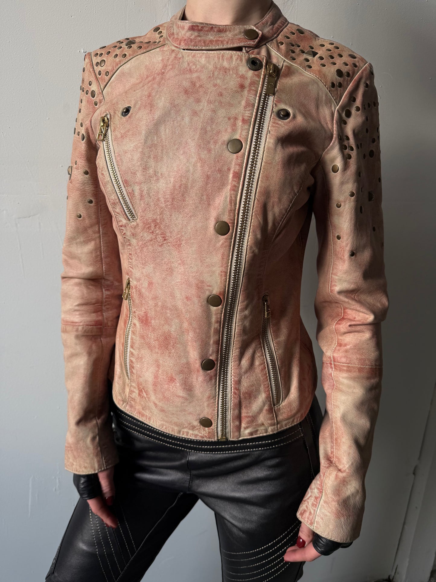 Vintage leather jacket with studs TWINKLING GLOBAL