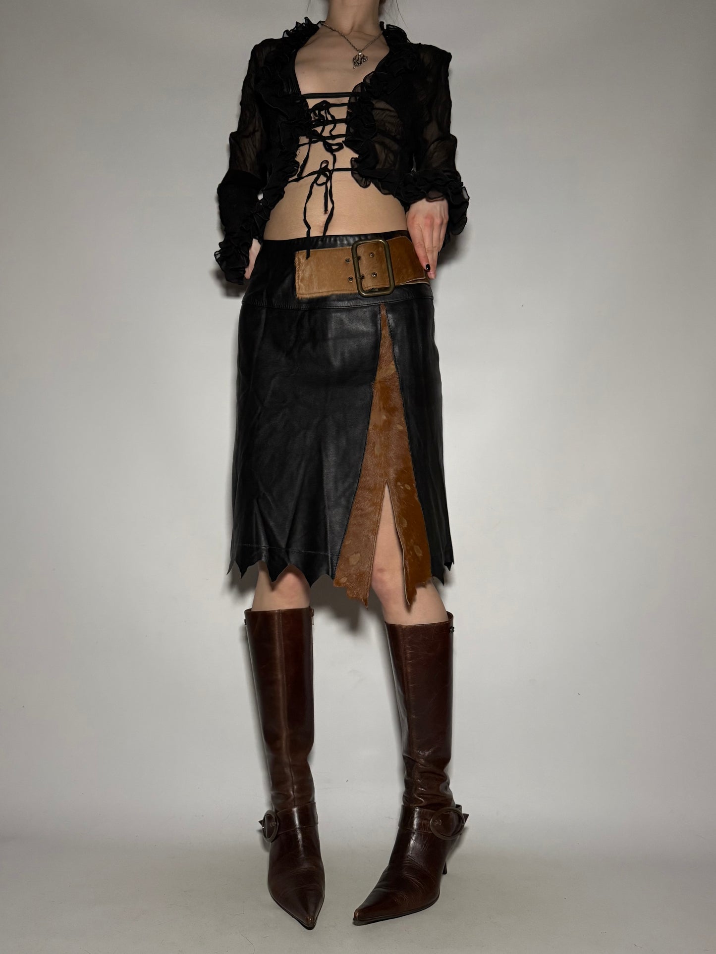 Vintage Leather Skirt - TWINKLING GLOBAL