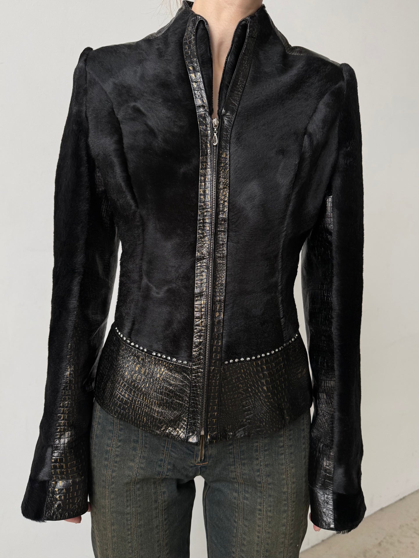 Vintage fitted leather jacket TWINKLING GLOBAL