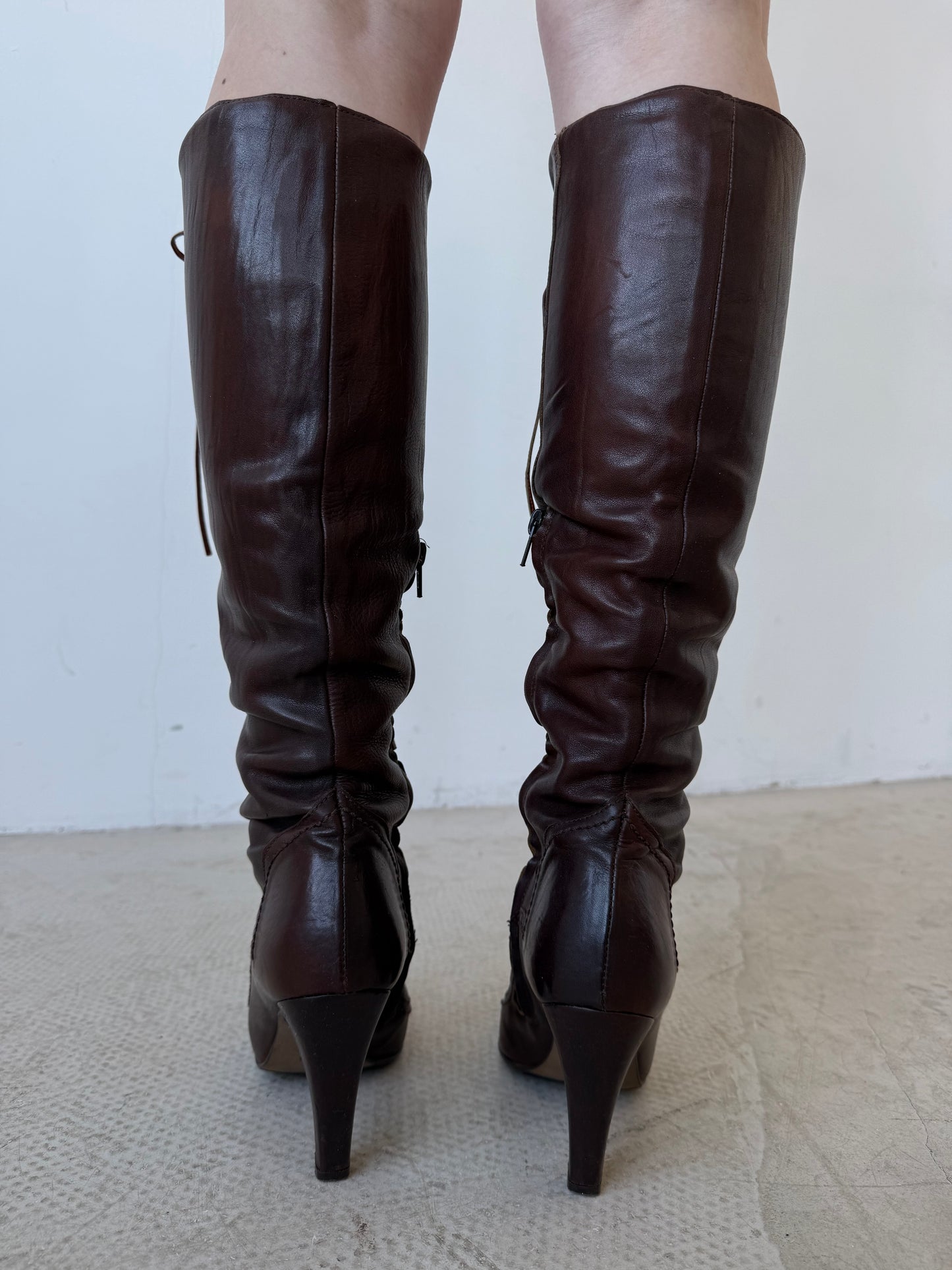 Vintage lace-up leather boots TWINKLING GLOBAL