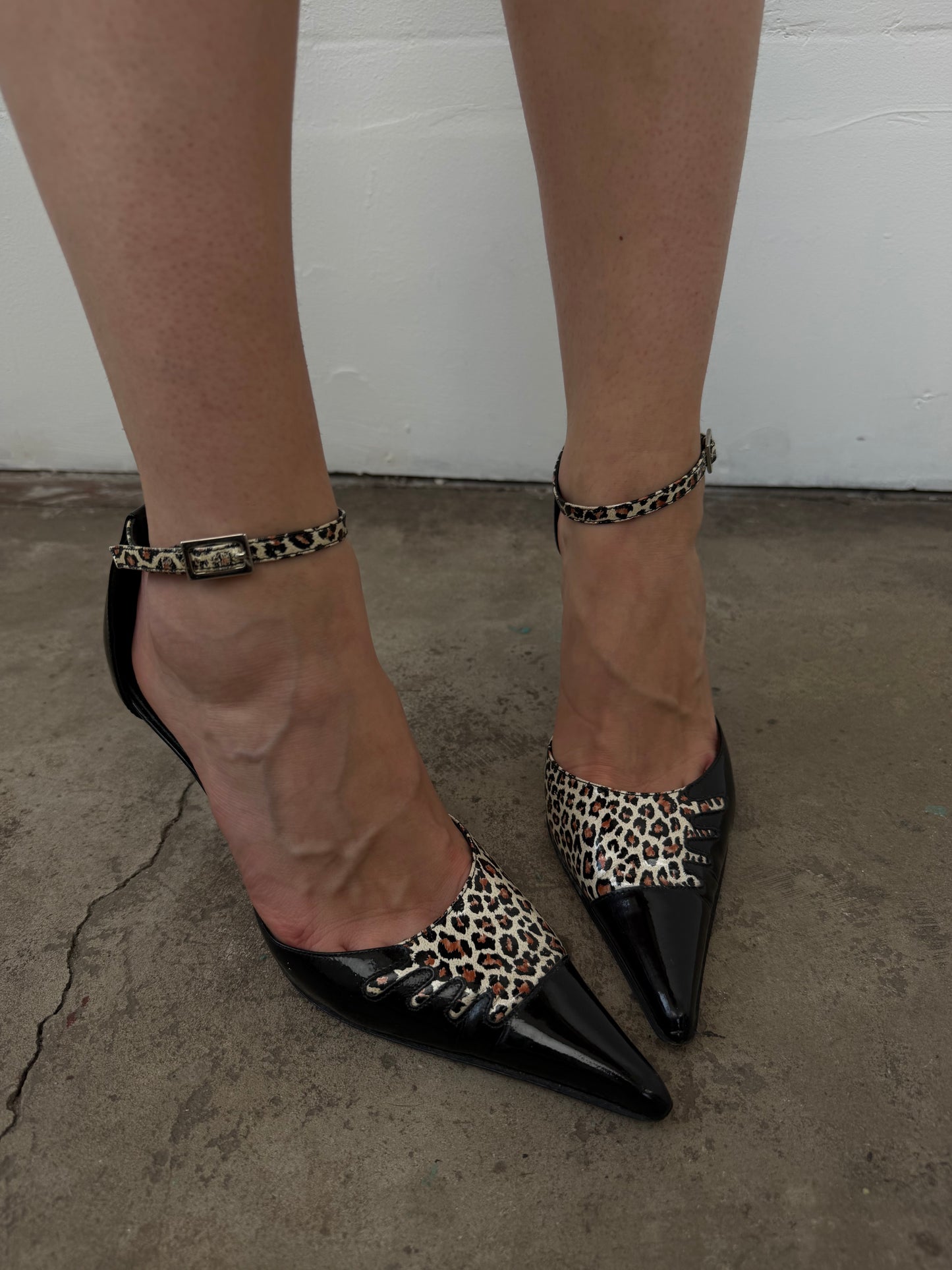 Vintage Loretta Pettinari leopard patent leather heels TWINKLING GLOBAL
