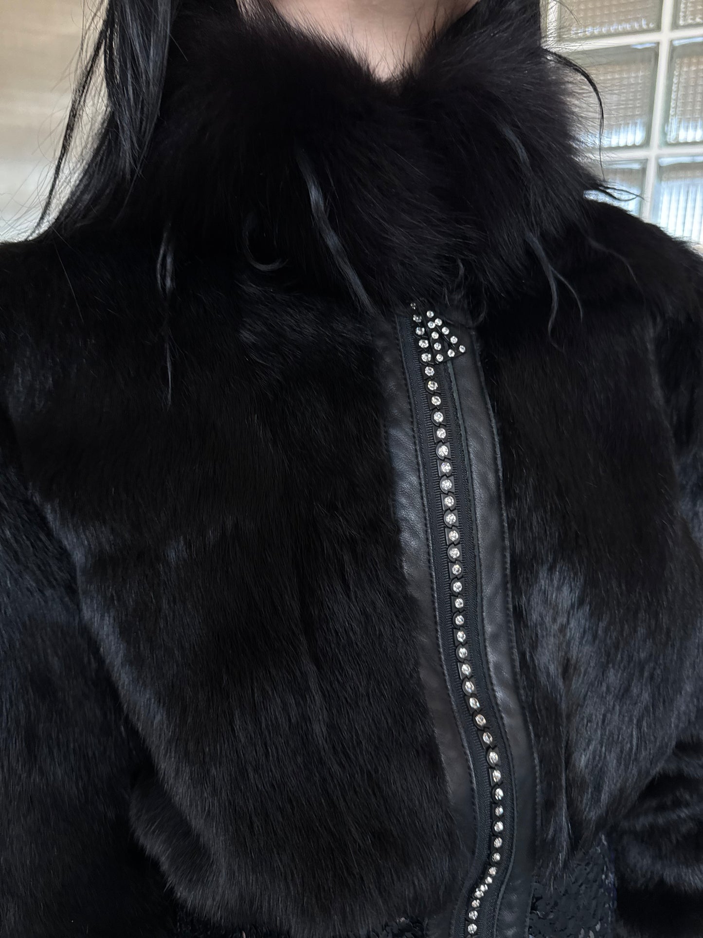 Vintage cropped jacket with leather inserts and sequins Balizza TWINKLING GLOBAL