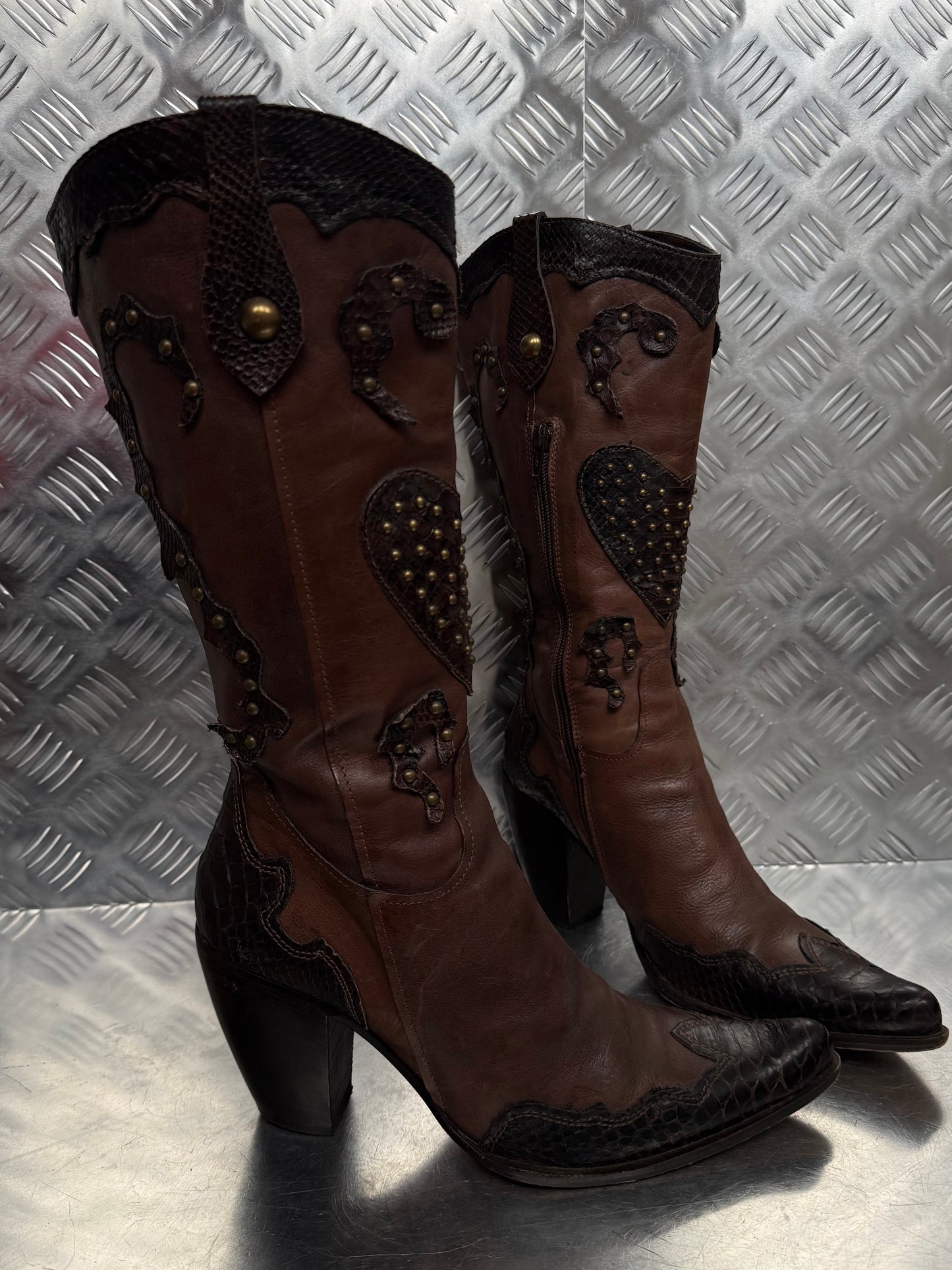 Vintage Italian leather cowboy boots TWINKLING GLOBAL