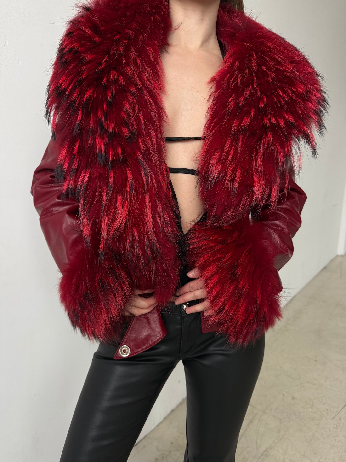 Vintage red leather jacket