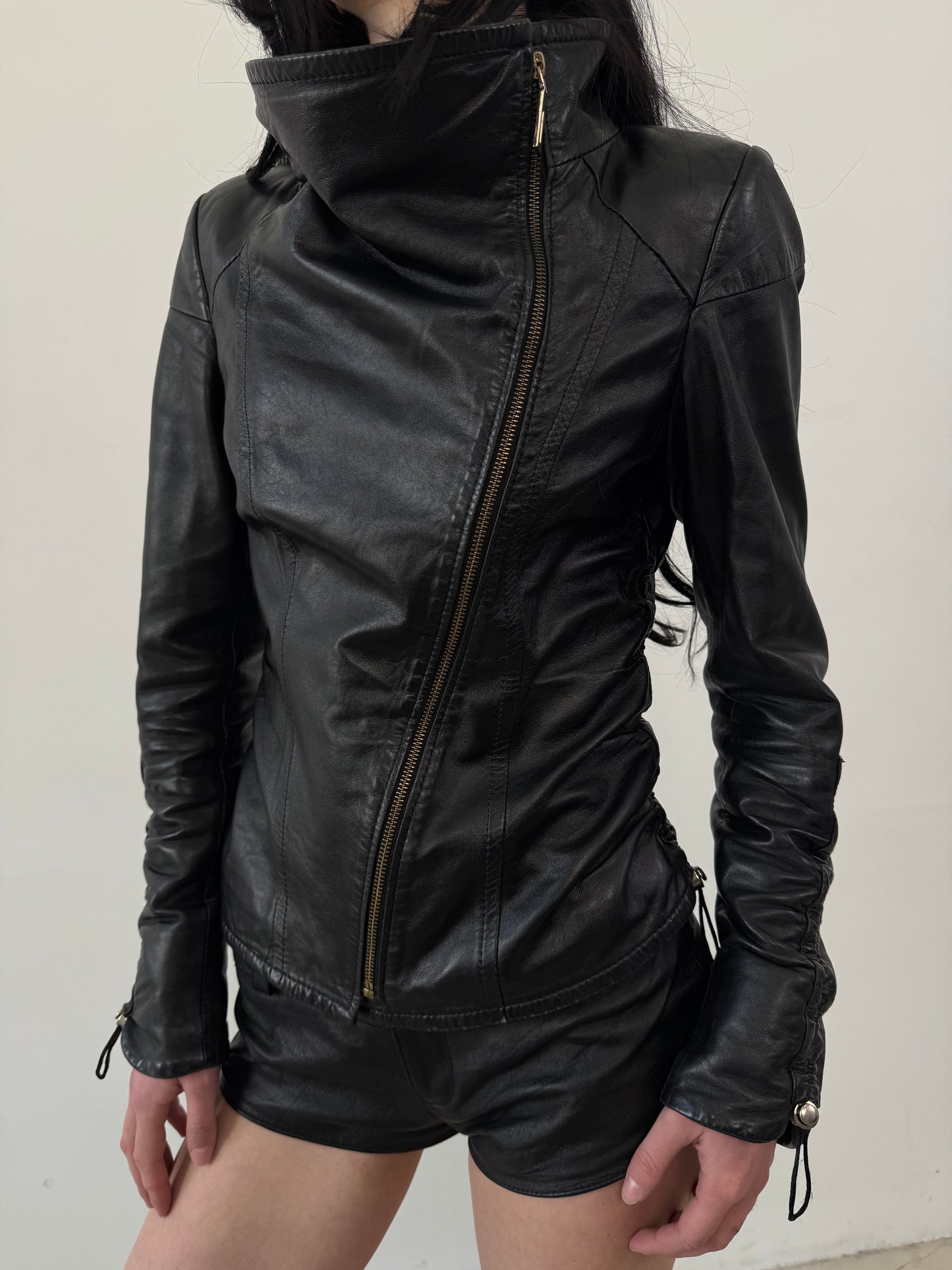 Vintage fitted leather jacket TWINKLING GLOBAL