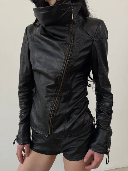 Vintage fitted leather jacket TWINKLING GLOBAL