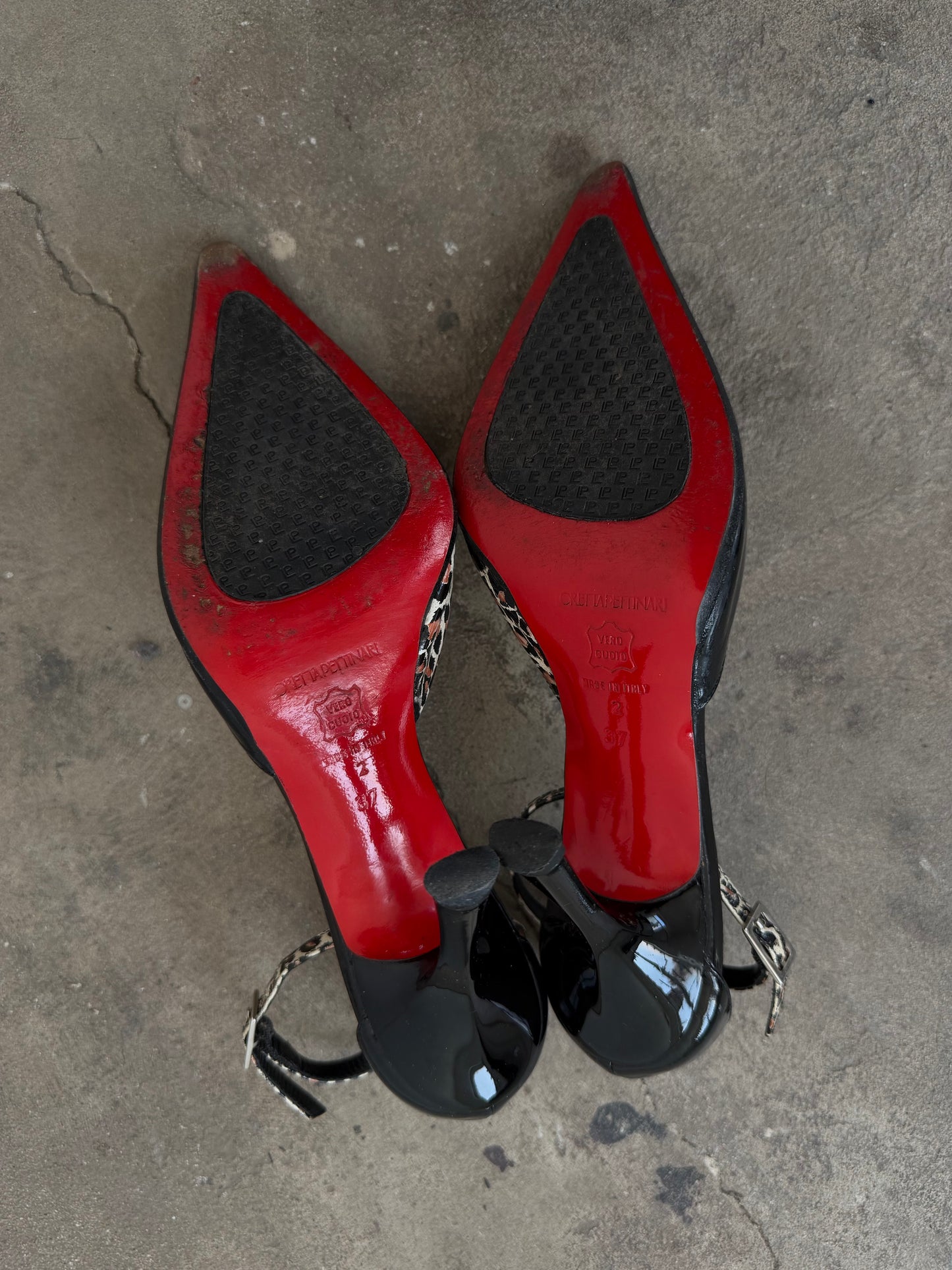 Vintage Loretta Pettinari leopard patent leather heels TWINKLING GLOBAL