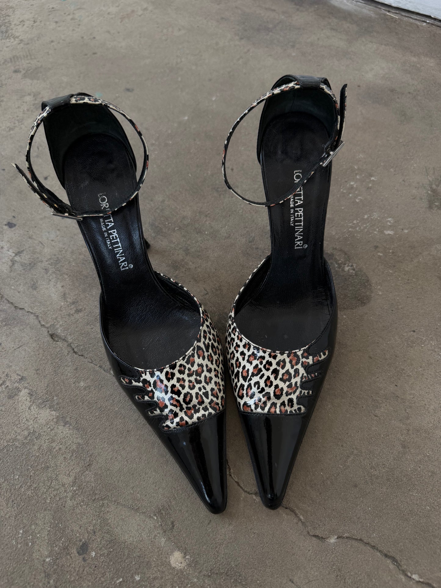 Vintage Loretta Pettinari leopard patent leather heels TWINKLING GLOBAL
