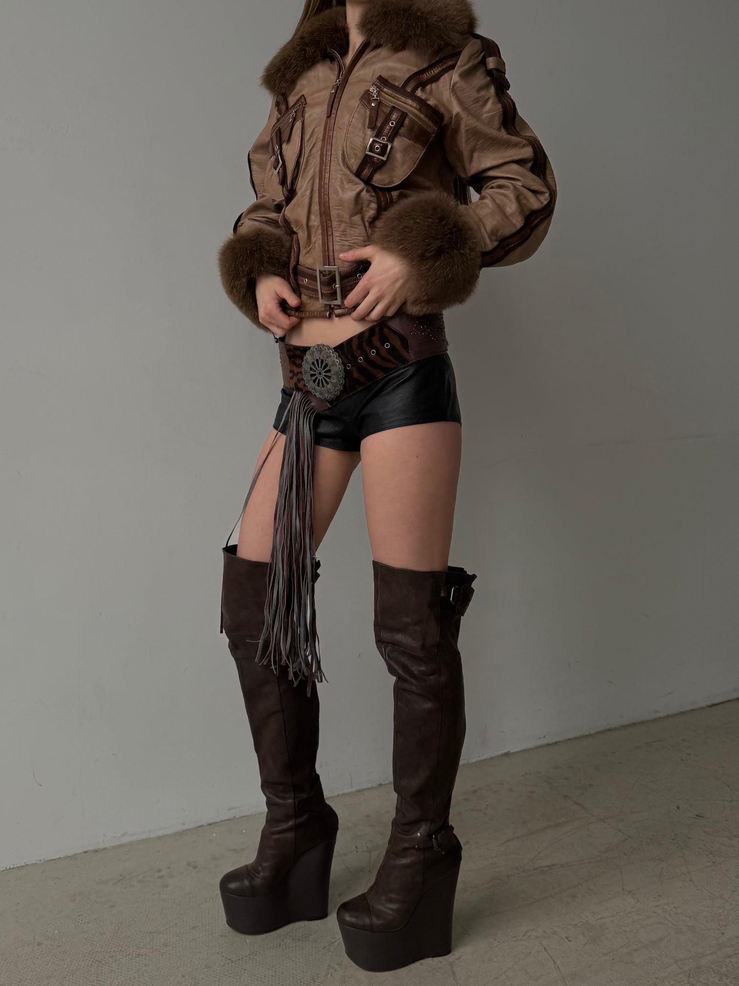 Vintage leather jacket TWINKLING GLOBAL