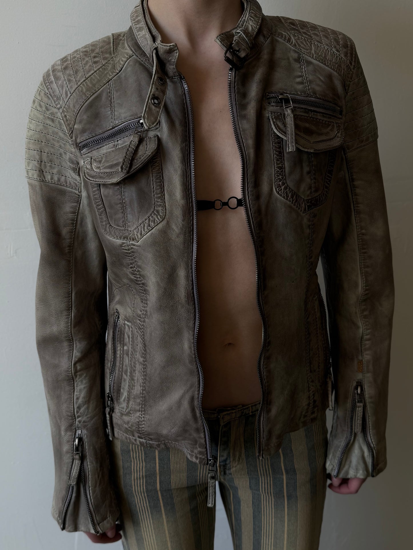 Vintage leather jacket TWINKLING GLOBAL