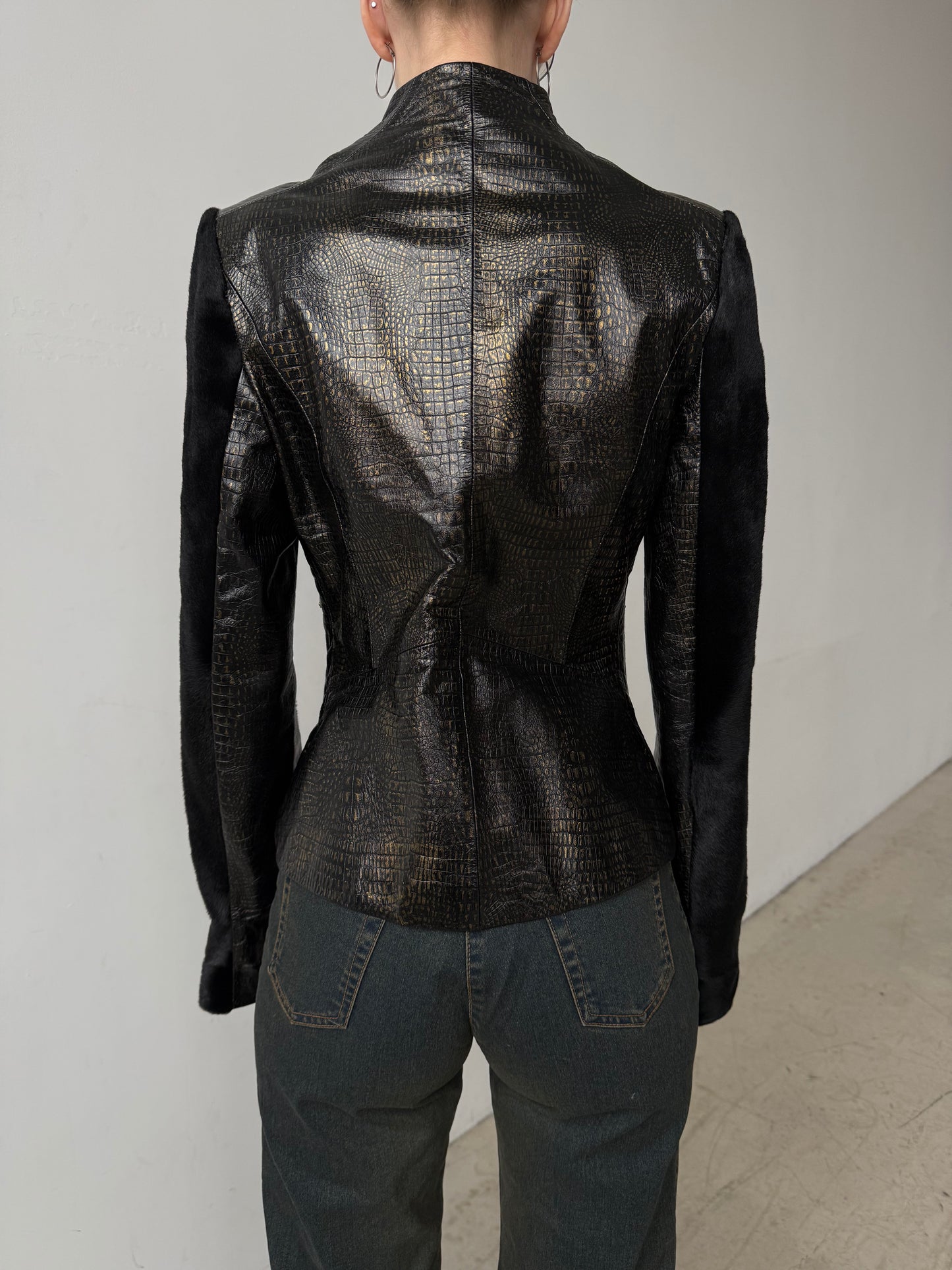 Vintage fitted leather jacket TWINKLING GLOBAL