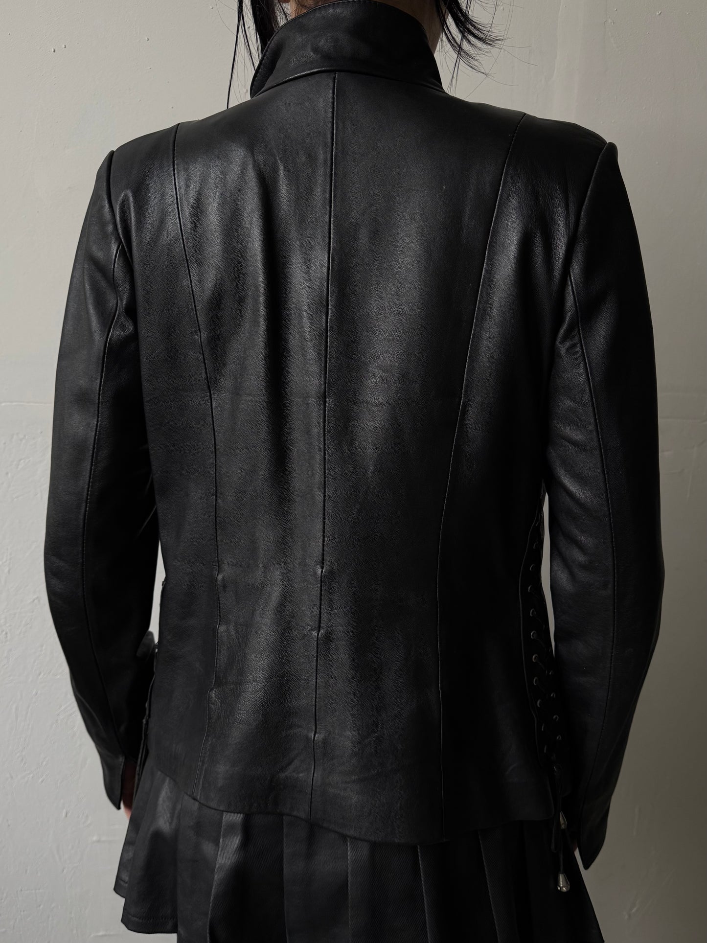 Vintage fitted leather jacket TWINKLING GLOBAL