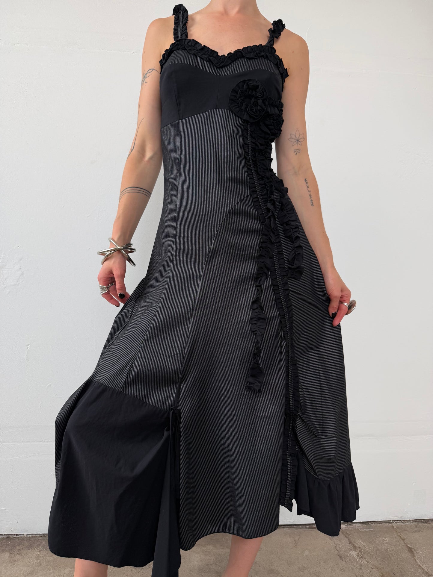 Pinstripe asymmetrical dress TWINKLING GLOBAL
