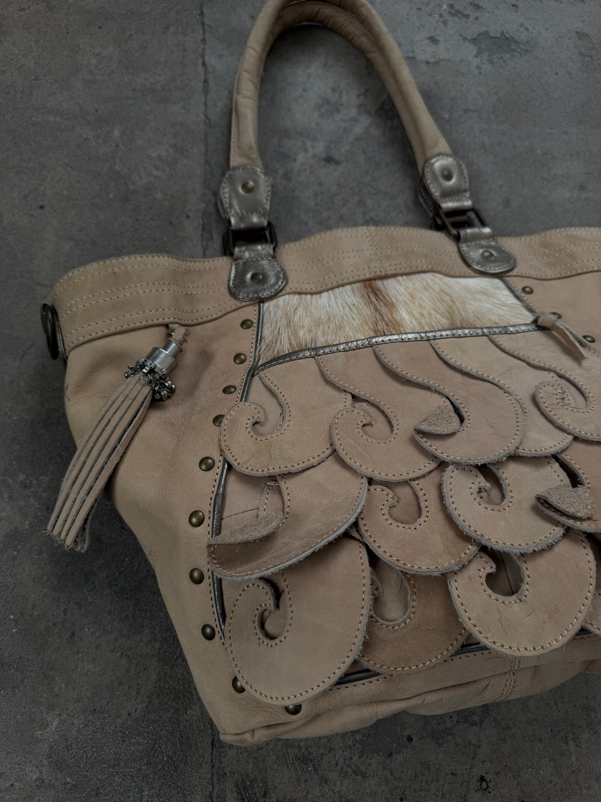 Vintage suede leather bag TWINKLING GLOBAL