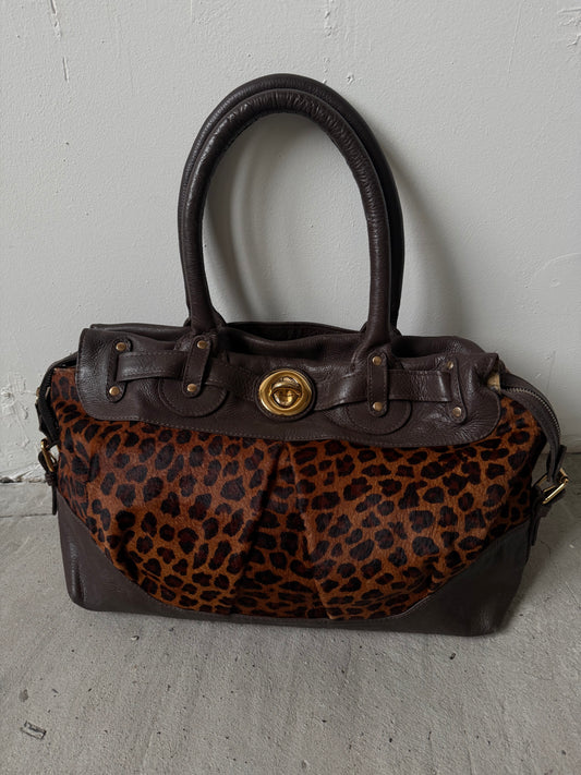 Vintage leather bag with leopard print panels TWINKLING GLOBAL