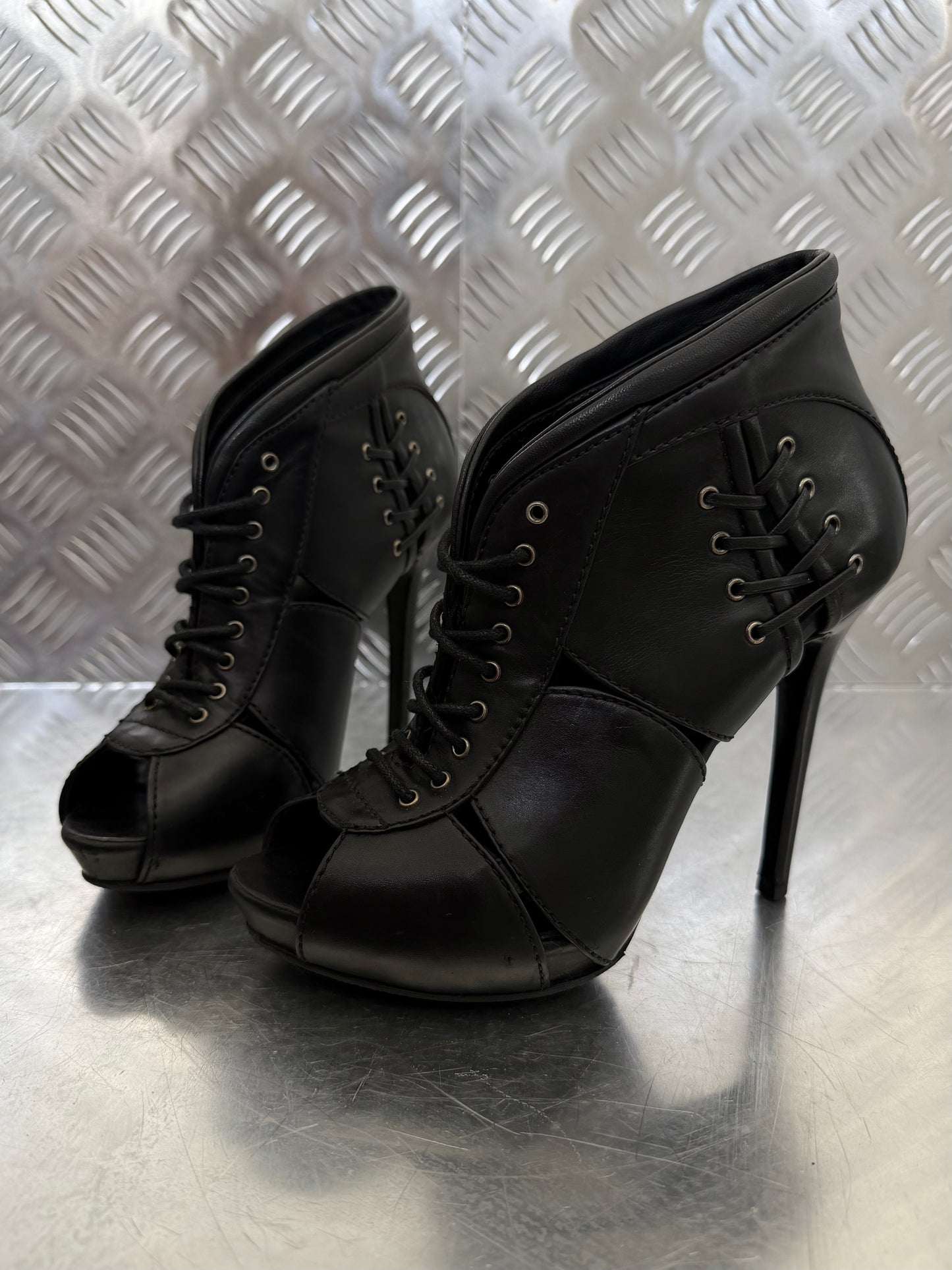 Alexander McQueen leather lace-up ankle heels TWINKLING GLOBAL