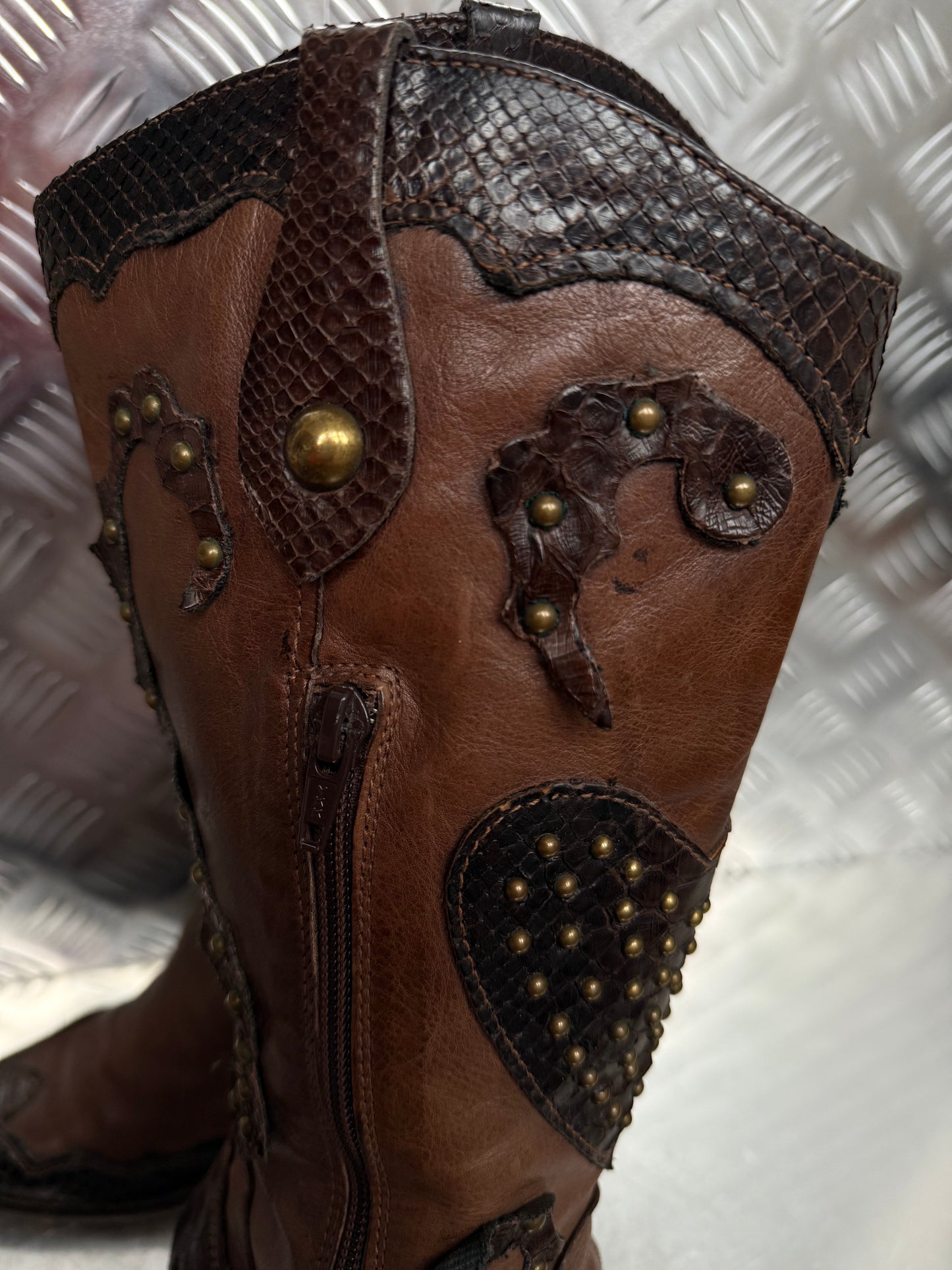 Vintage Italian leather cowboy boots TWINKLING GLOBAL