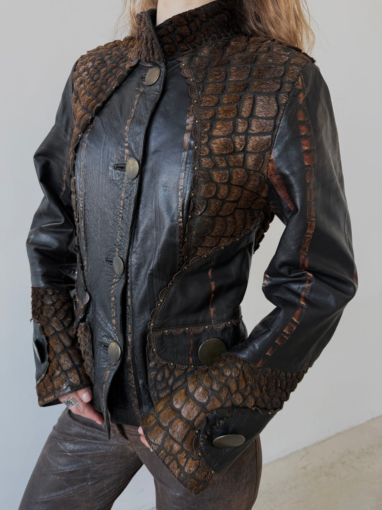 Vintage unique leather jacket TWINKLING GLOBAL