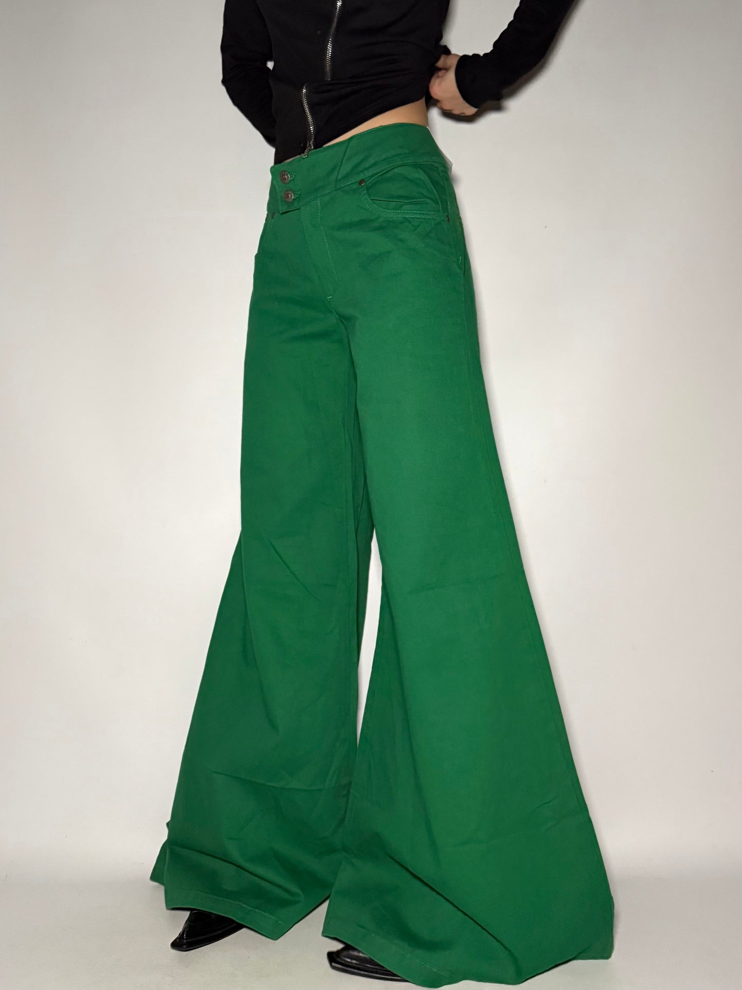 Green Wide-Leg Jeans Twinkling Global