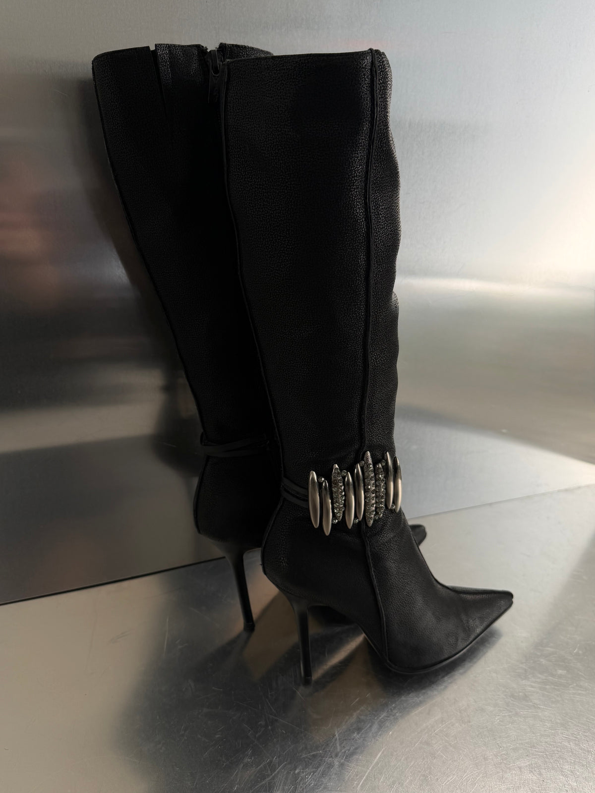 Basconi leather ankle boots with rhinestone detail TWINKLING GLOBAL