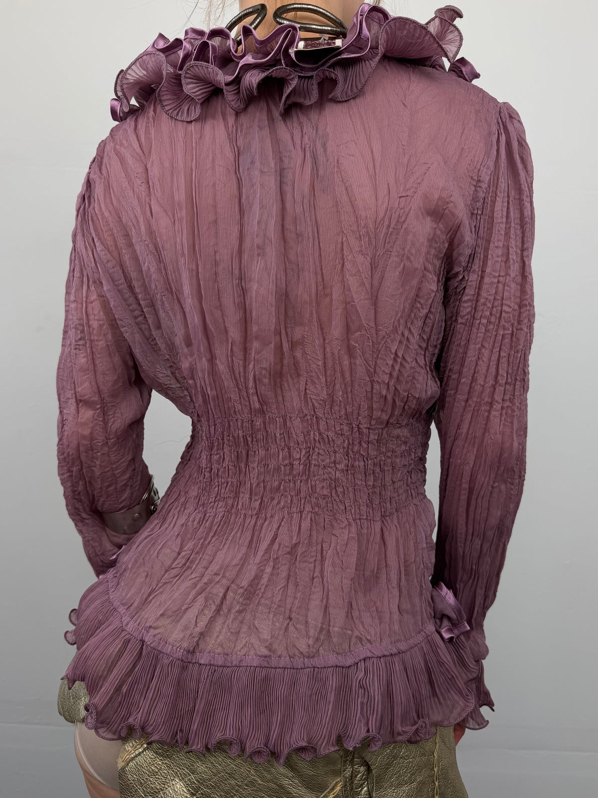 Vintage mauve ruffle blouse TWINKLING GLOBAL