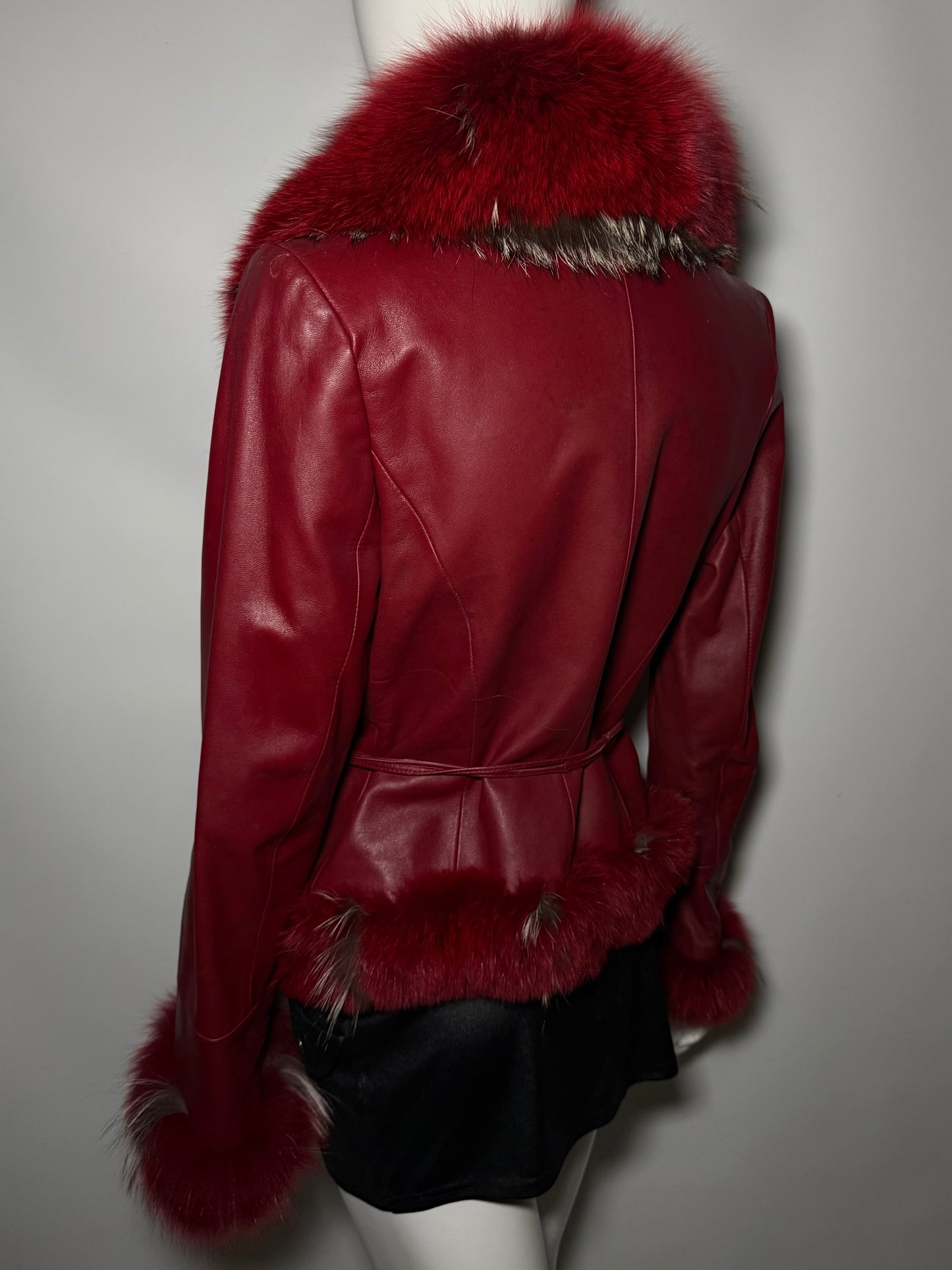 Vintage Red Leather Wrap Jacket TWINKLING GLOBAL