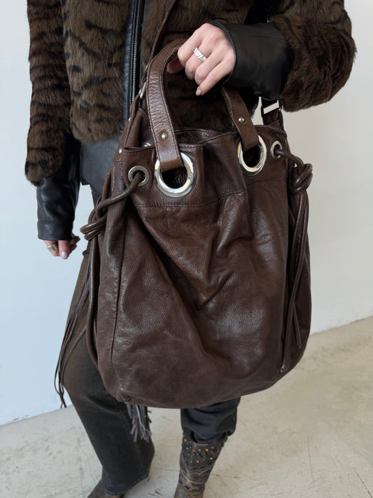 Vintage leather bucket bag TWINKLING GLOBAL