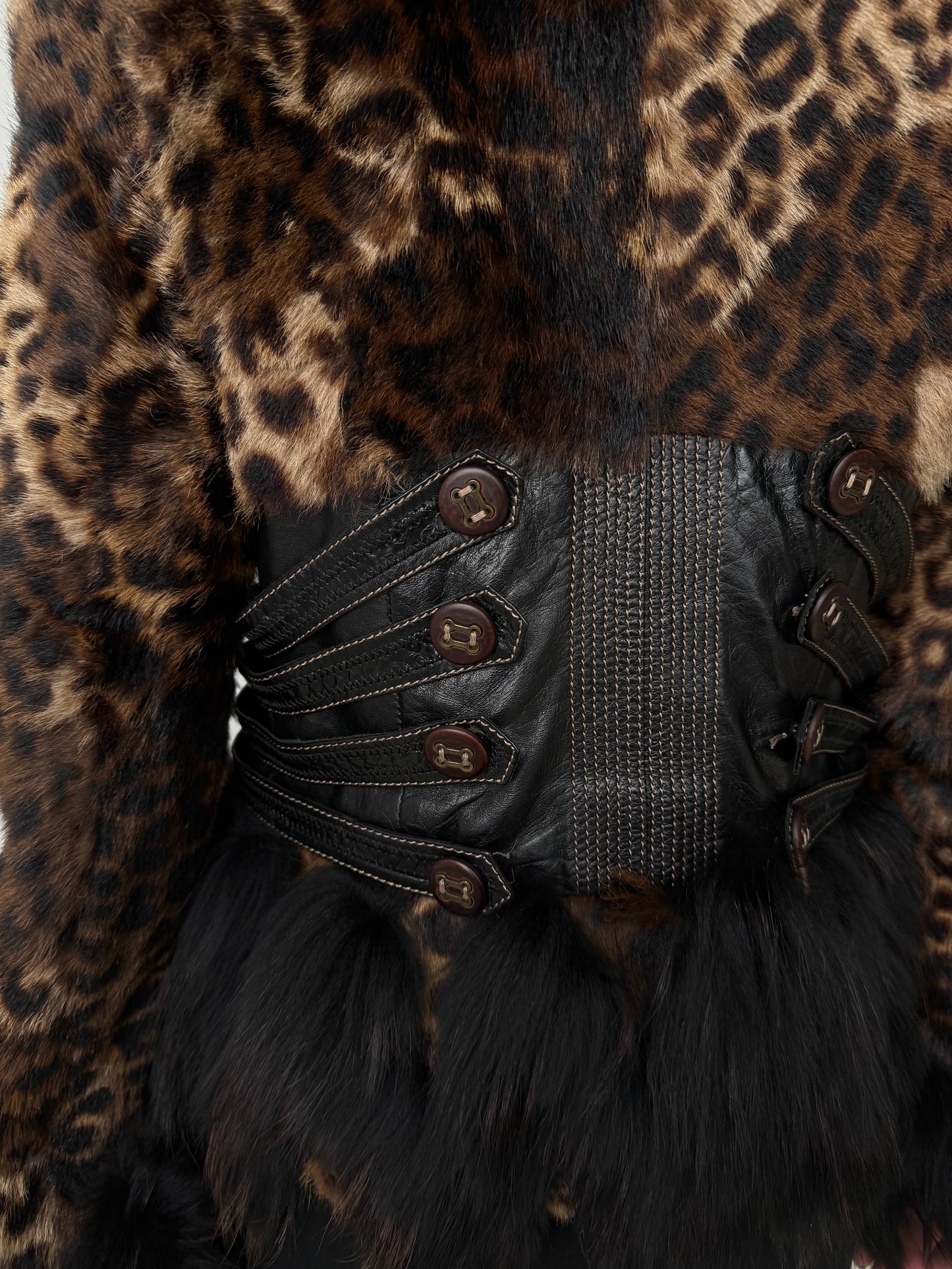 Vintage leather jacket with leopard pattern TWINKLING GLOBAL