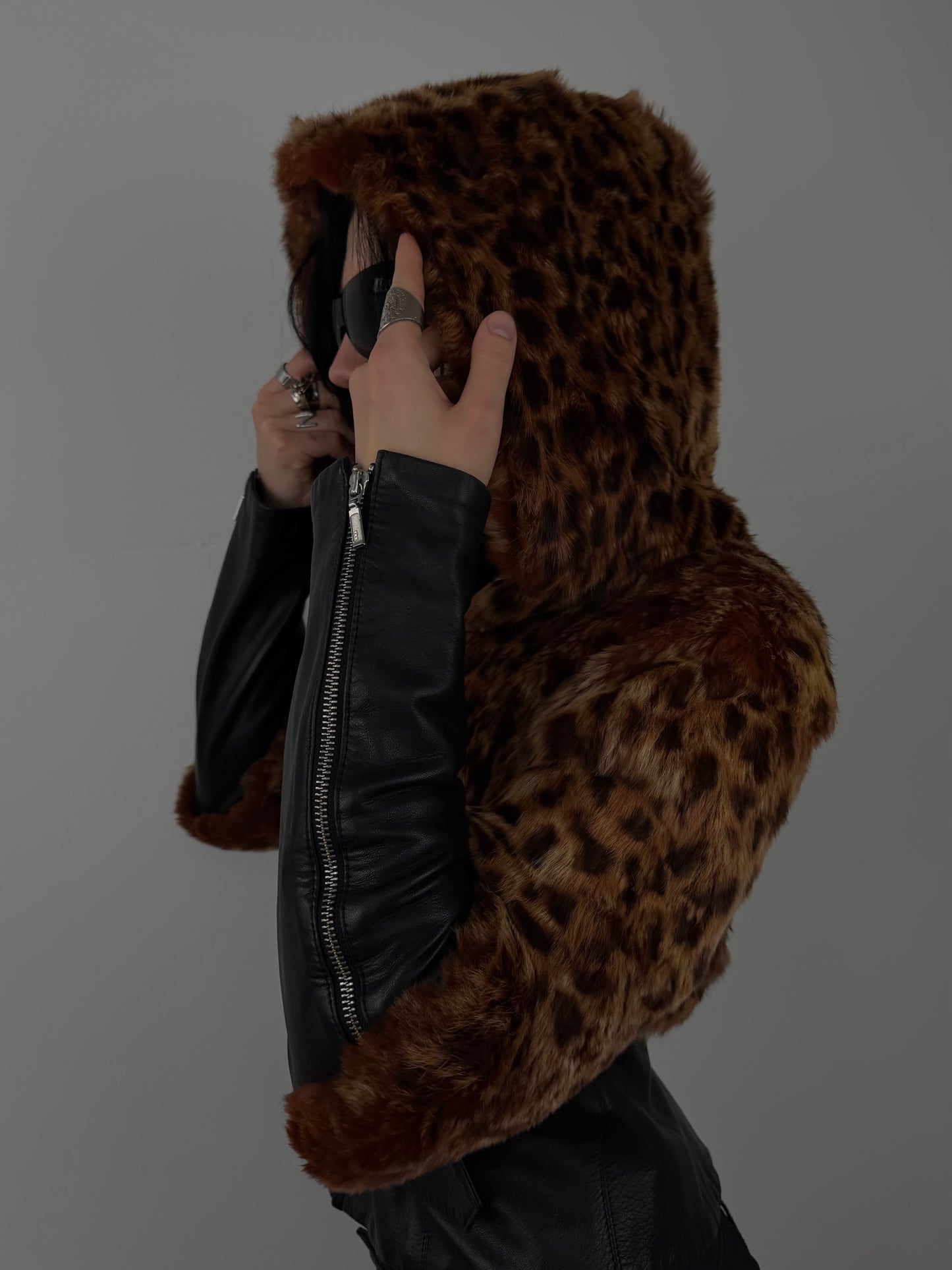 Vintage leopard leather jacket TWINKLING GLOBAL
