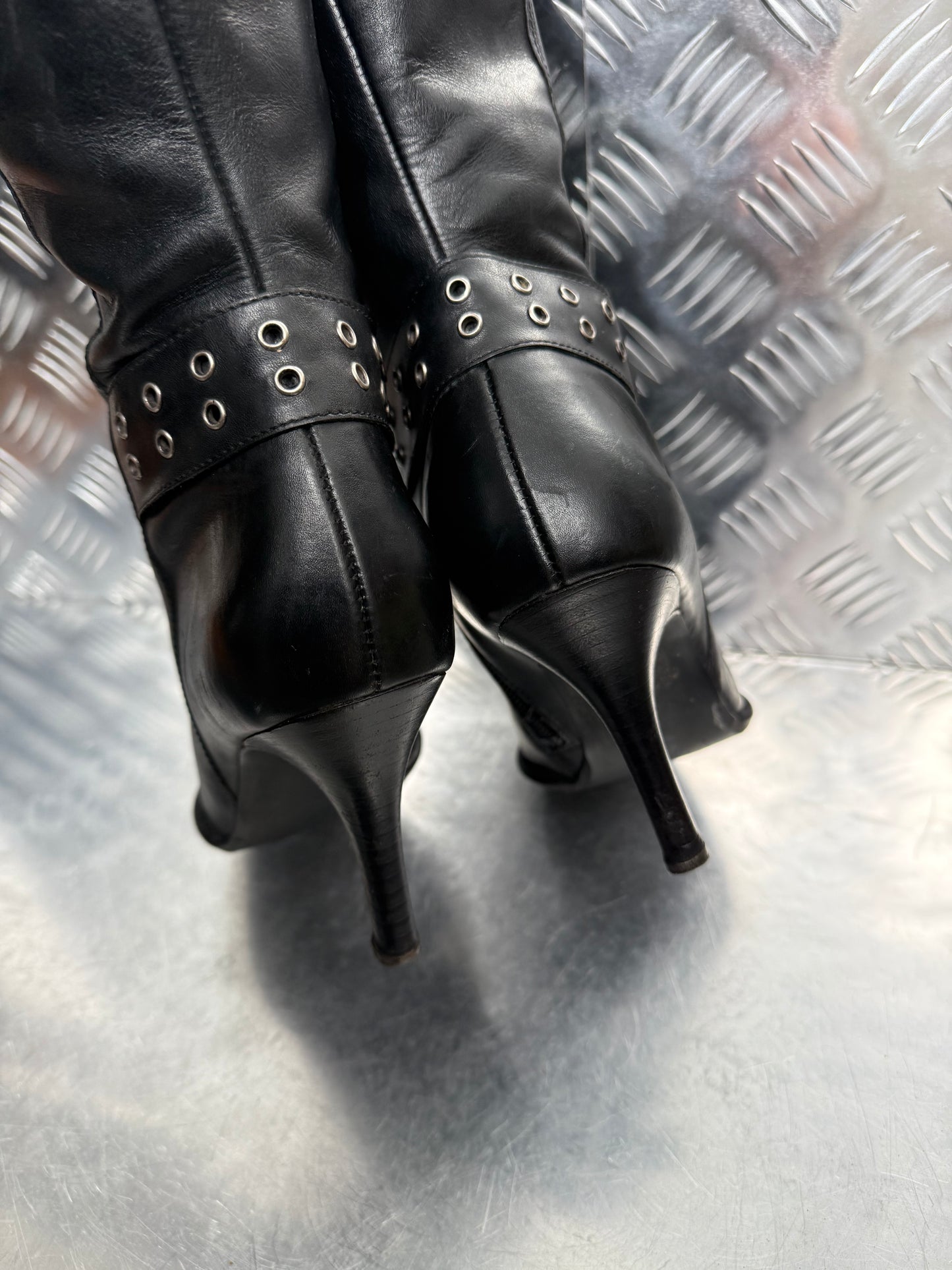 Vintage leather high heel boots TWINKLING GLOBAL