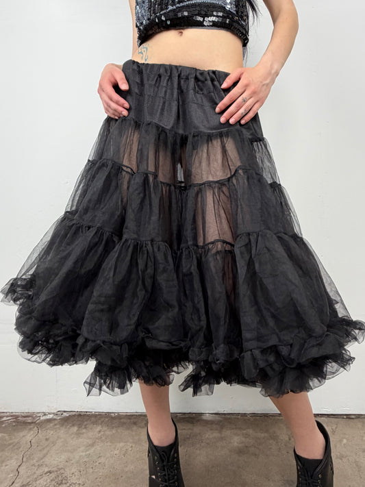 Vintage black tulle petticoat skirt TWINKLING GLOBAL
