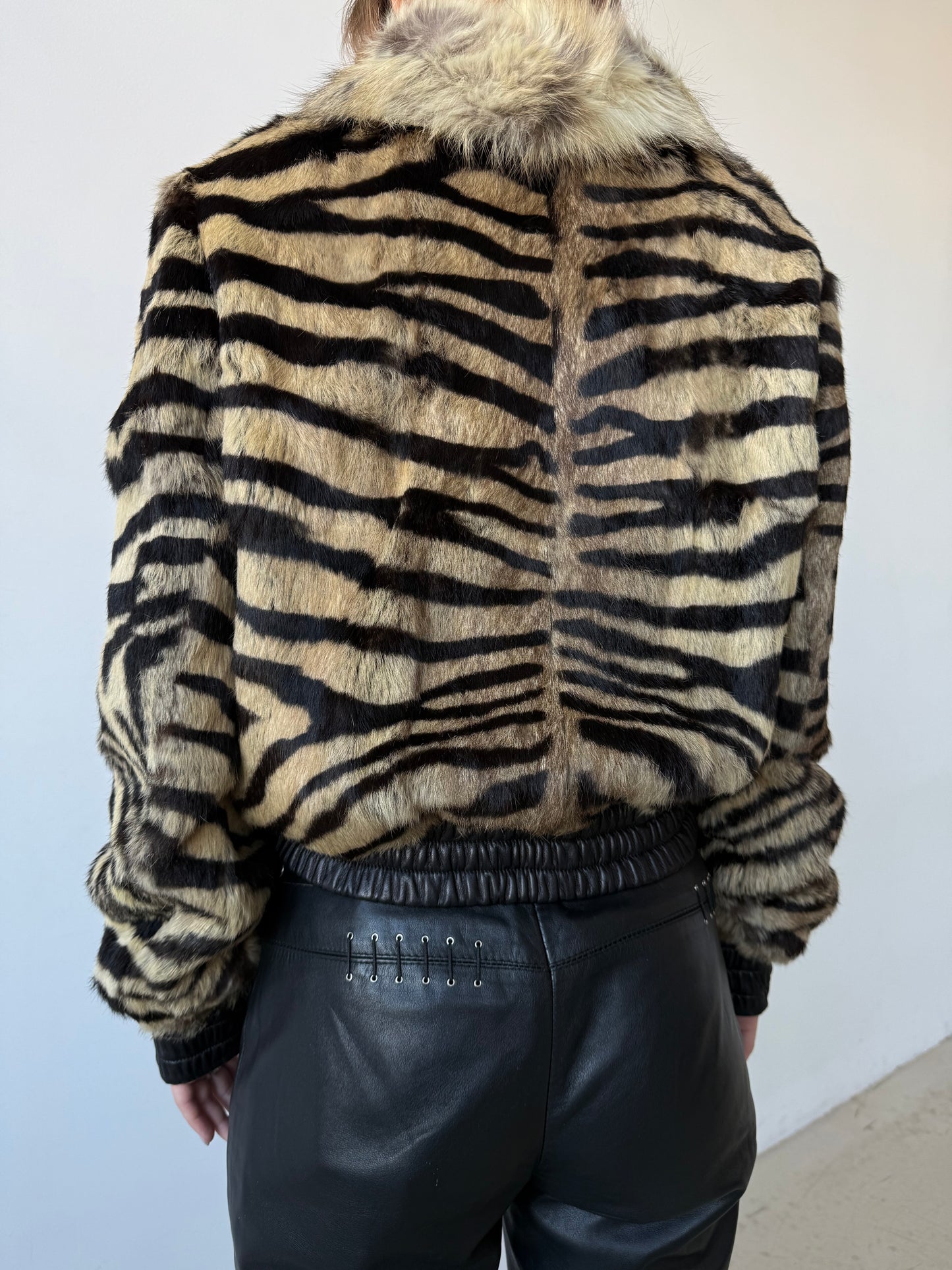 Vintage leather jacket tiger-print TWINKLING GLOBAL