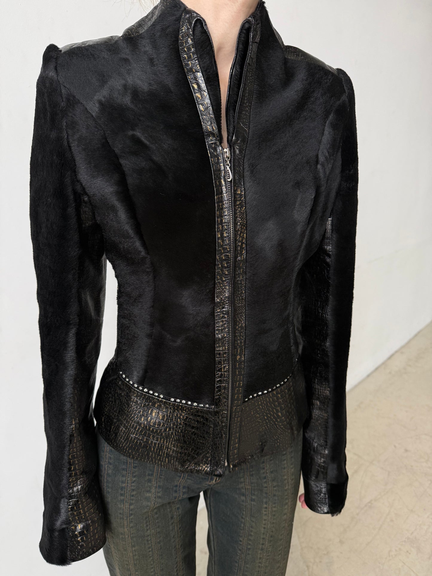 Vintage fitted leather jacket TWINKLING GLOBAL