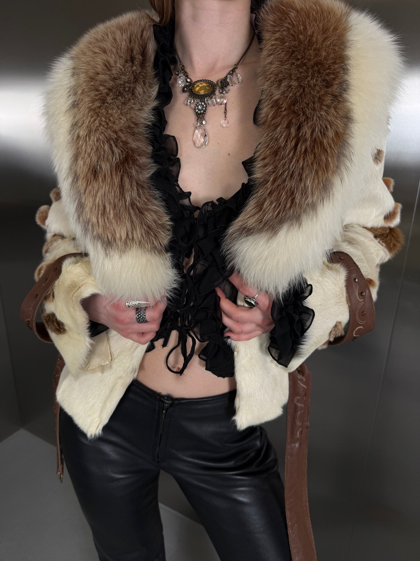 Vintage jacket with belt TWINKLING GLOBAL