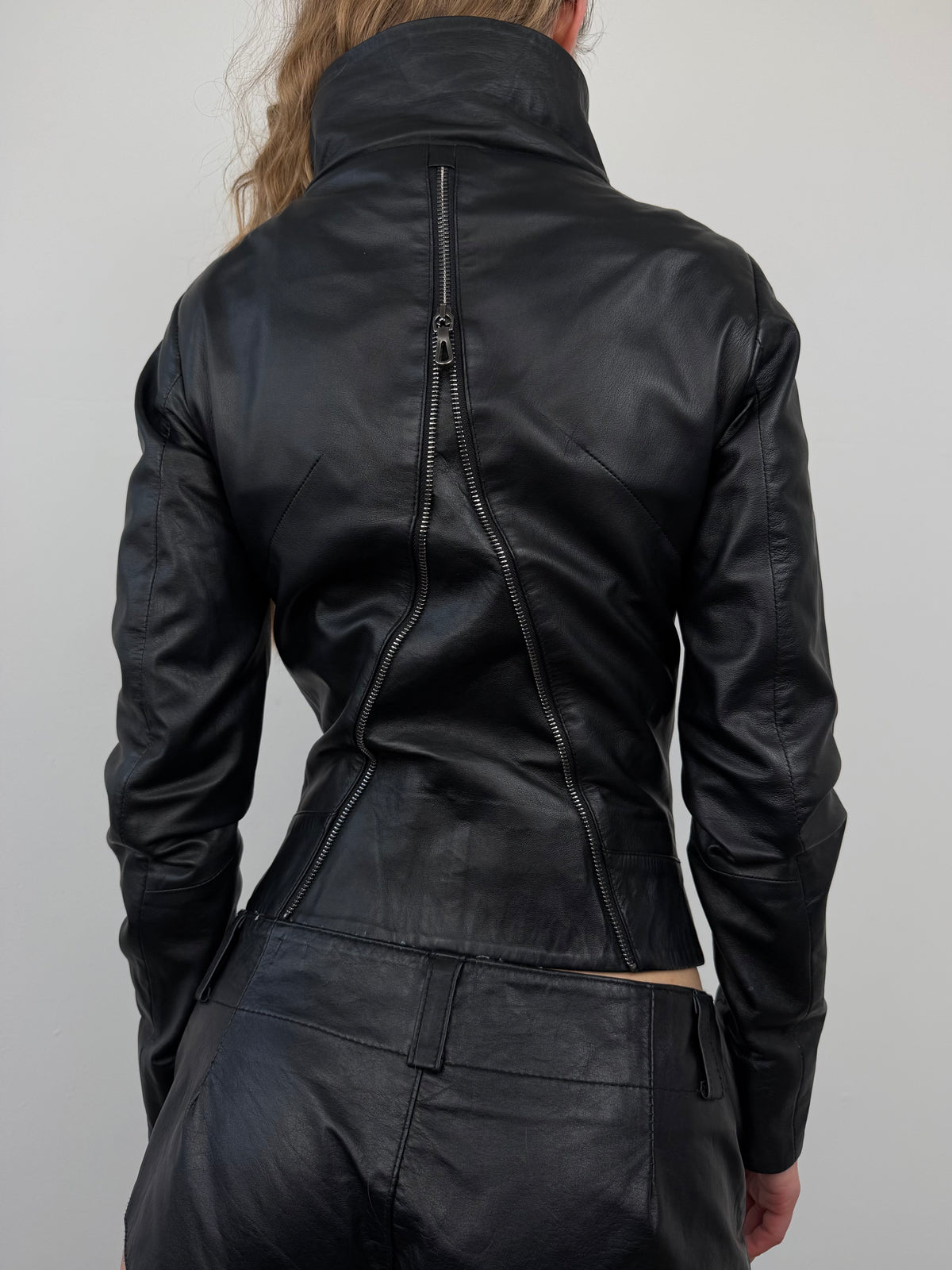 Vintage asymmetric leather jacket TWINKLING GLOBAL