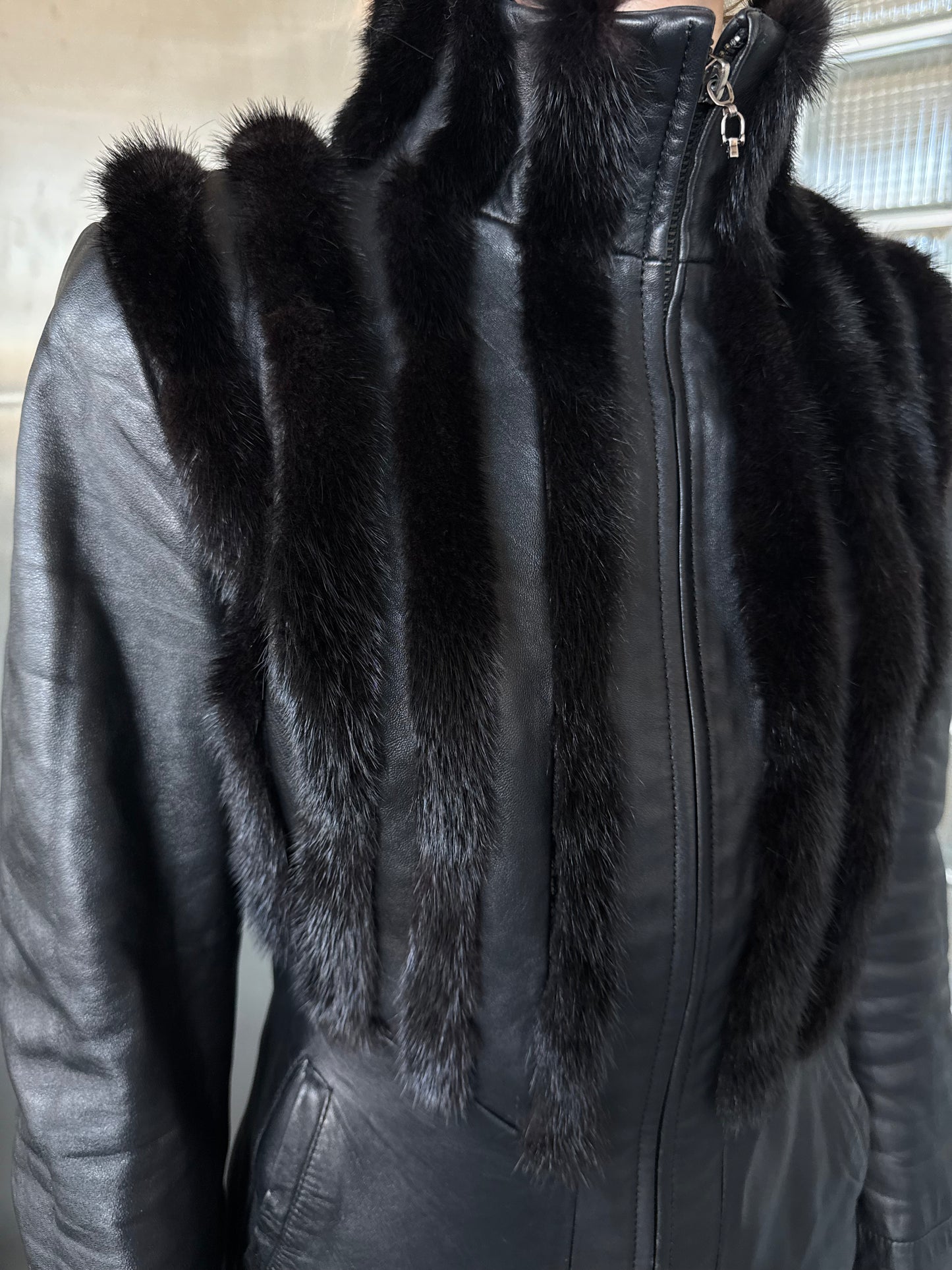 Vintage fitted leather jacket TWINKLING GLOBAL