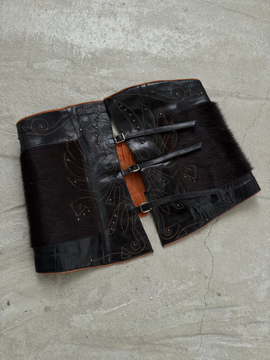 Vintage handmade leather belt TWINKLING GLOBAL