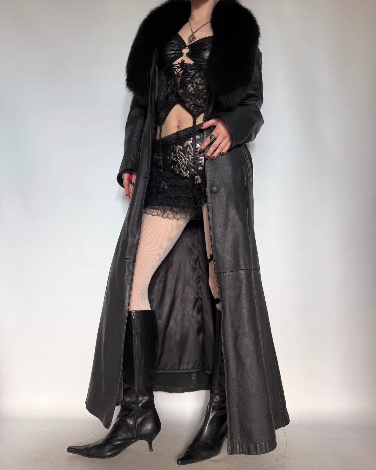 Vintage leather long coat Twinkling Global