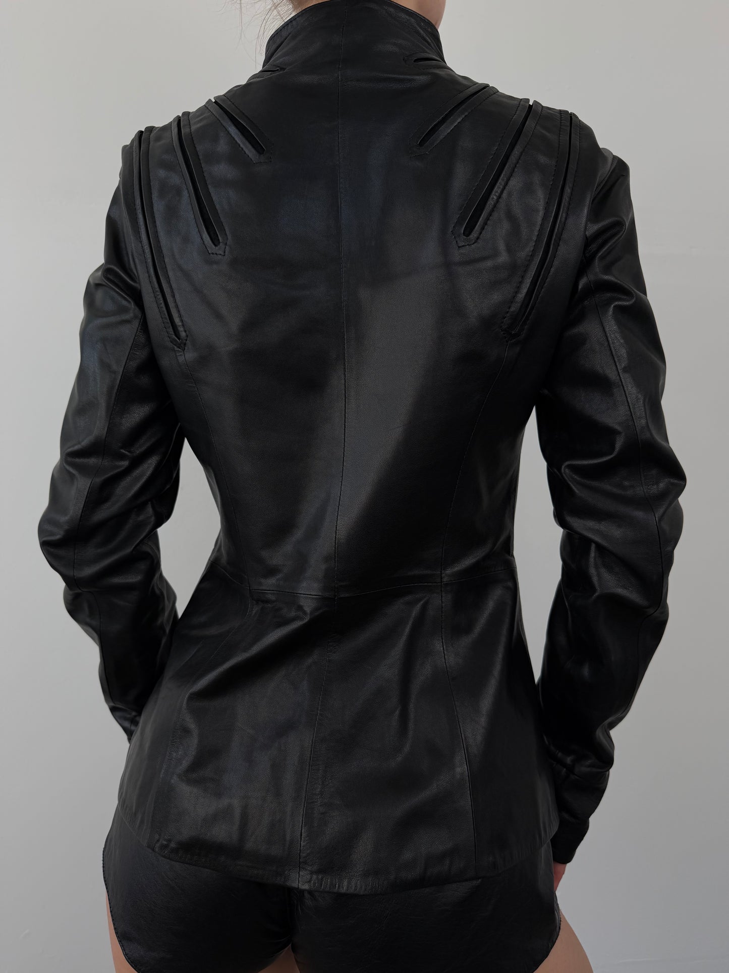 Vintage fitted leather jacket TWINKLING GLOBAL
