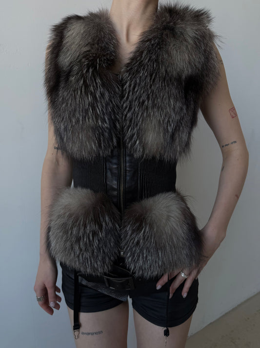 Vintage leather vest TWINKLING GLOBAL